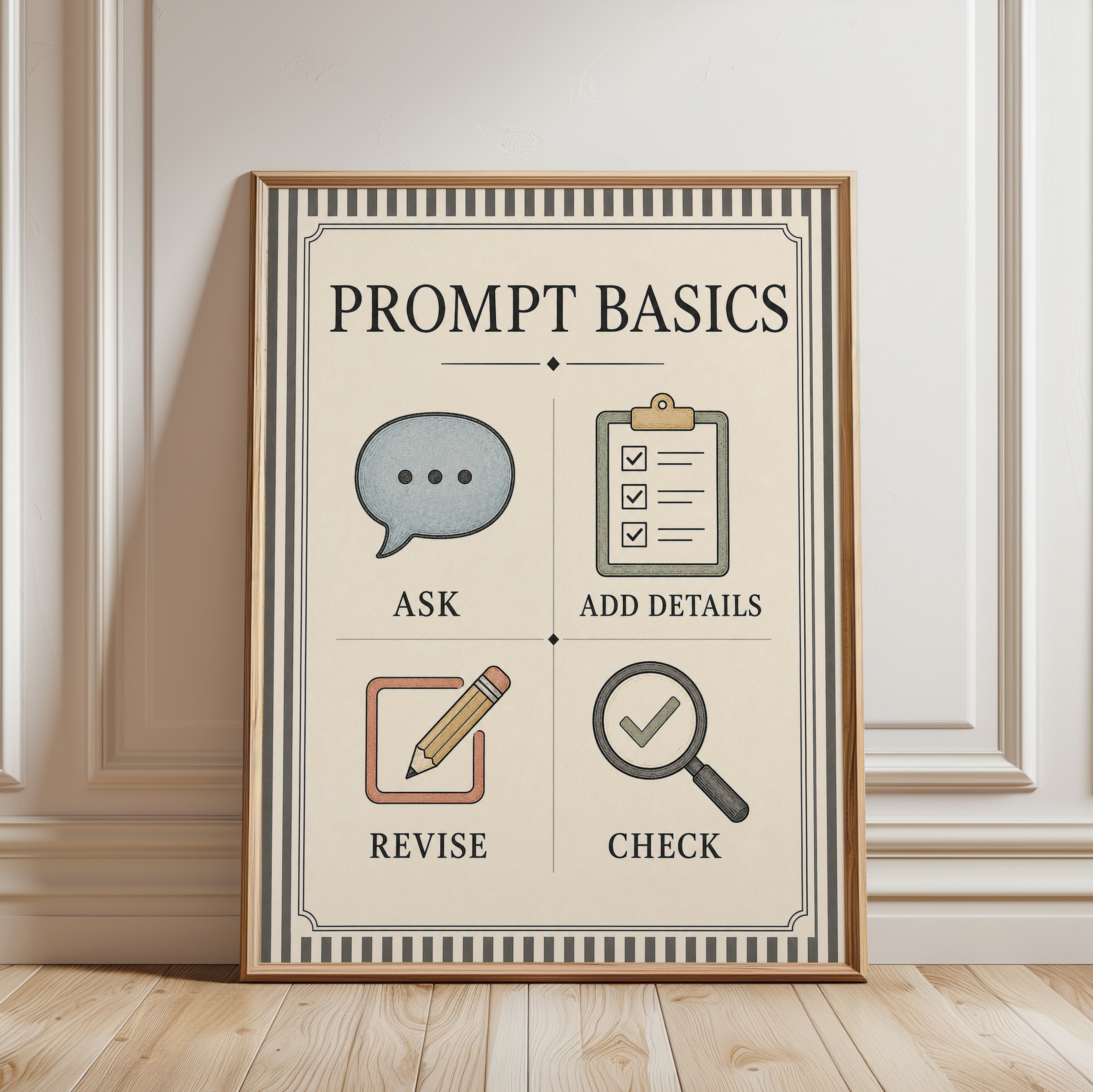 Writing Process Poster – Classroom Wall Art - framed detail