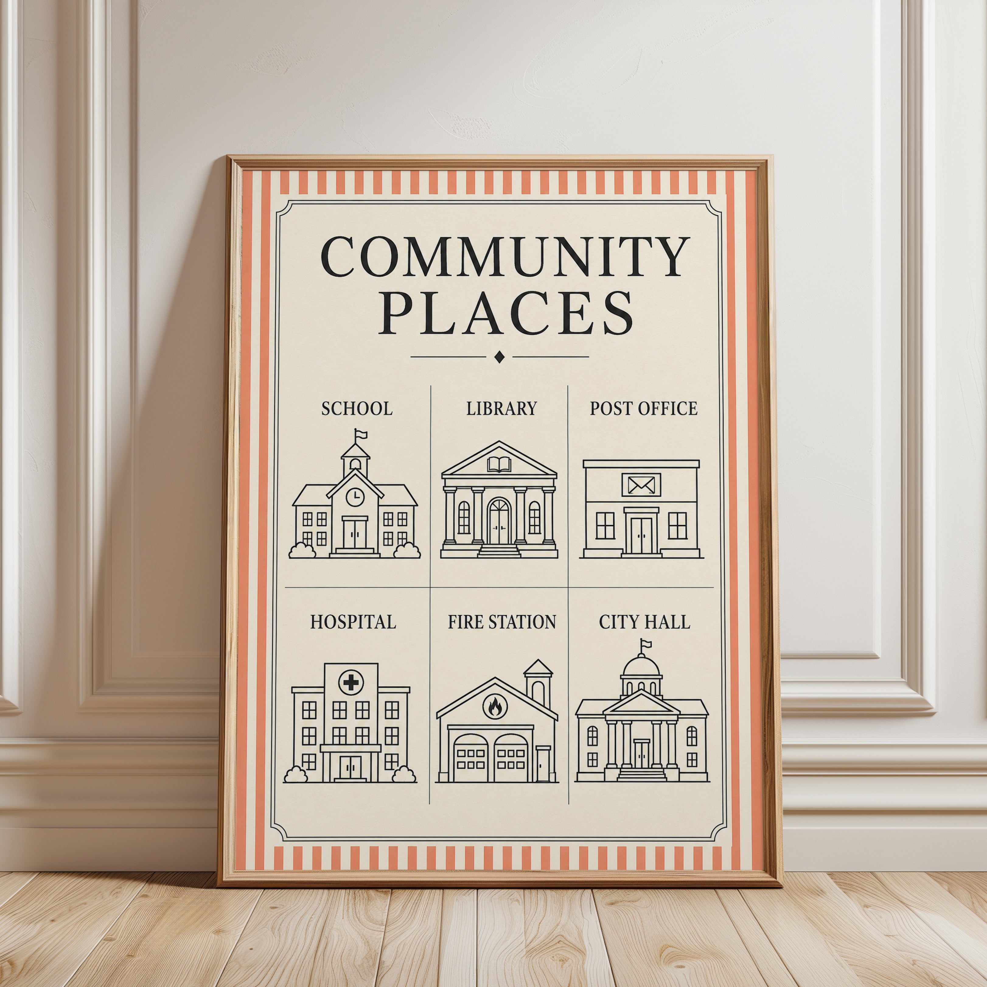 Community Helpers Poster - framed detail