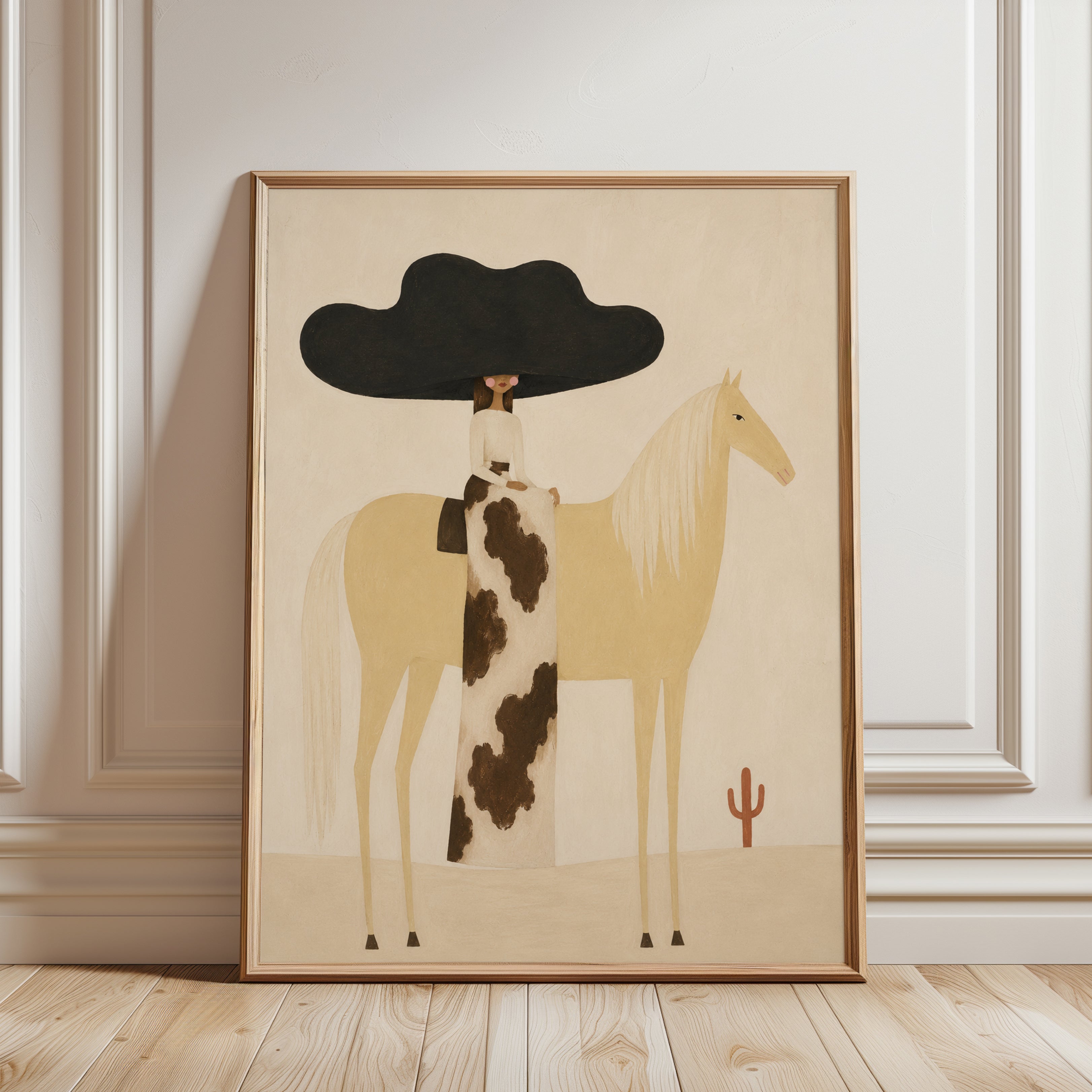 Western Wall Art – Cowgirl Horse Print - framed detail
