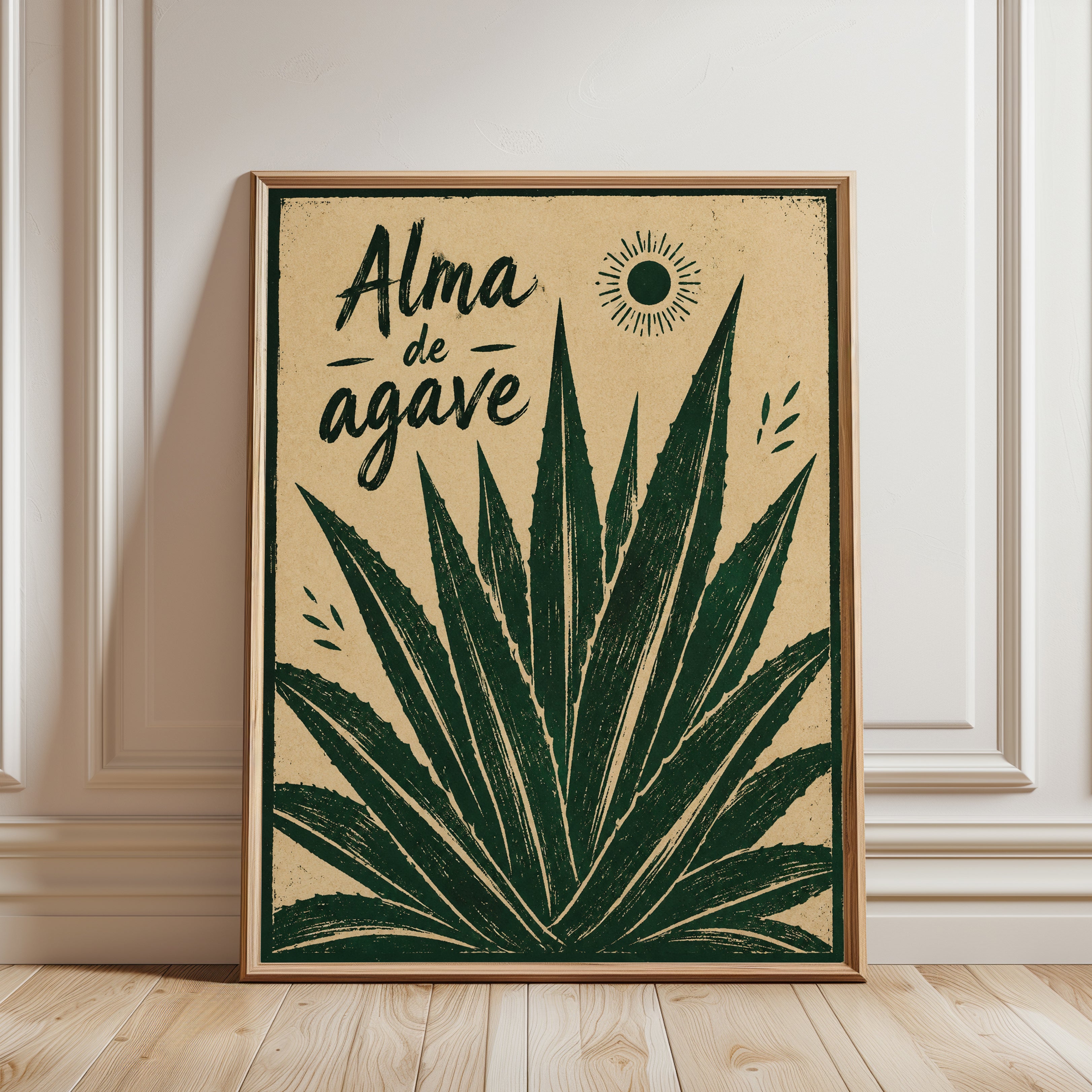 Alma De Agave Poster: Vintage Botanical Illustration Art Print - framed detail