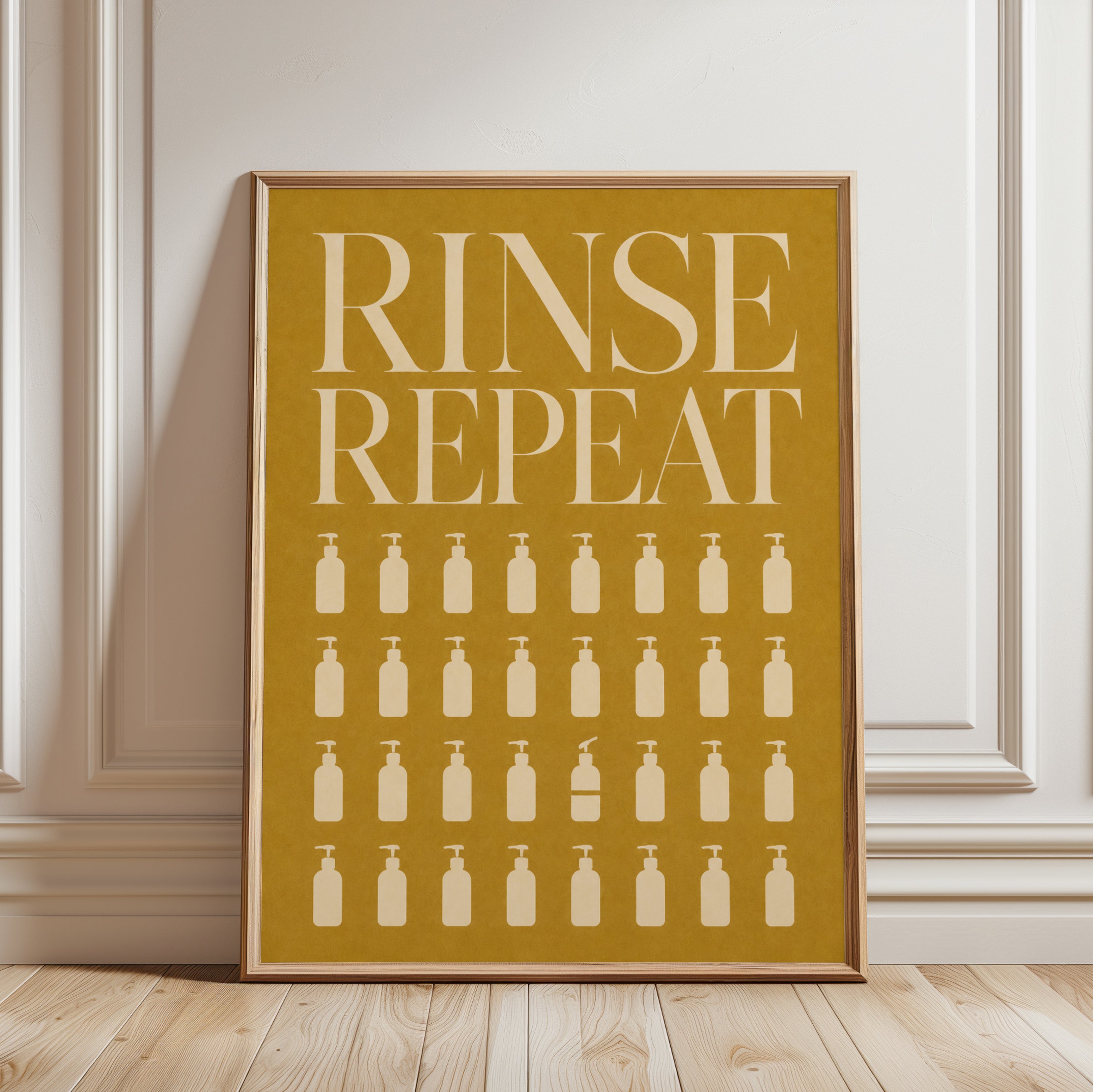 Rinse Repeat Bathroom Print - framed detail