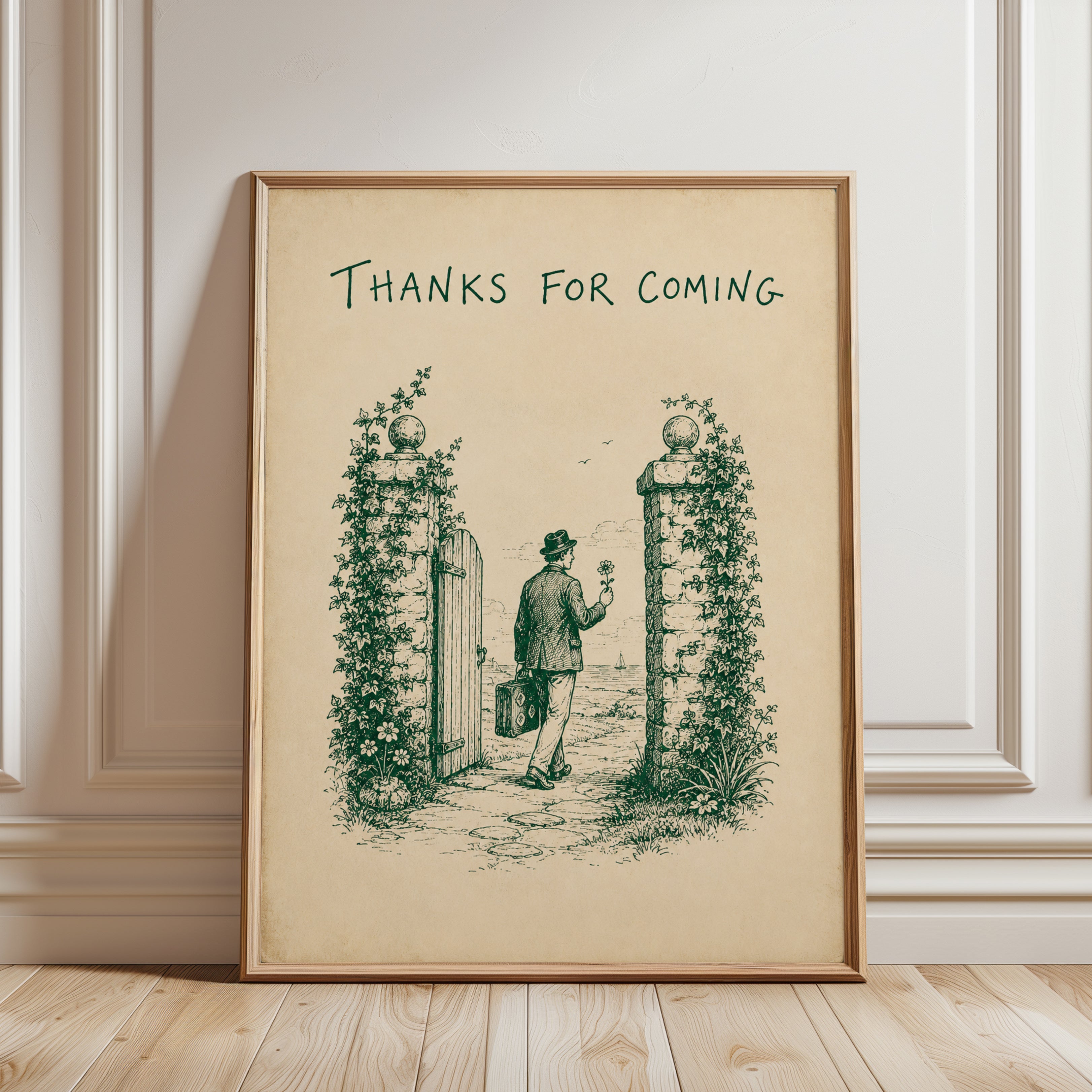 Thanks For Coming Wall Art: Vintage Garden Gate - framed detail
