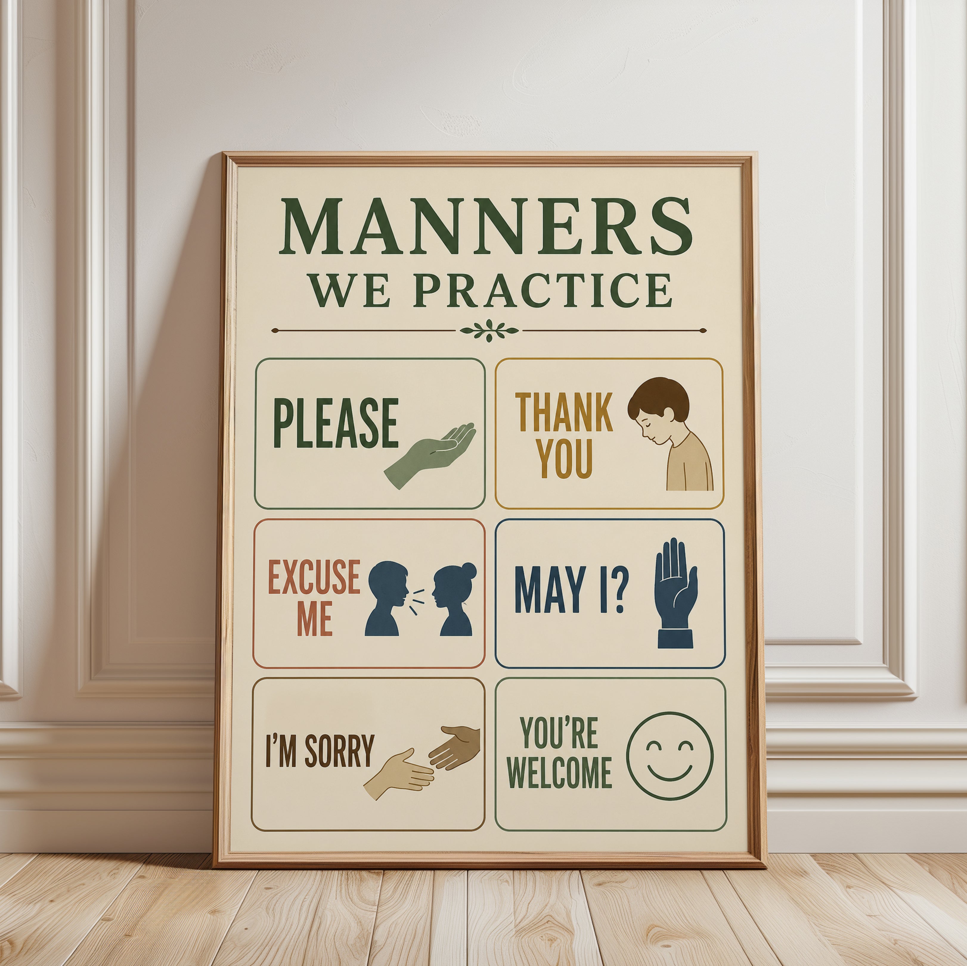 Manners Poster – Good Manners Wall Art - framed detail