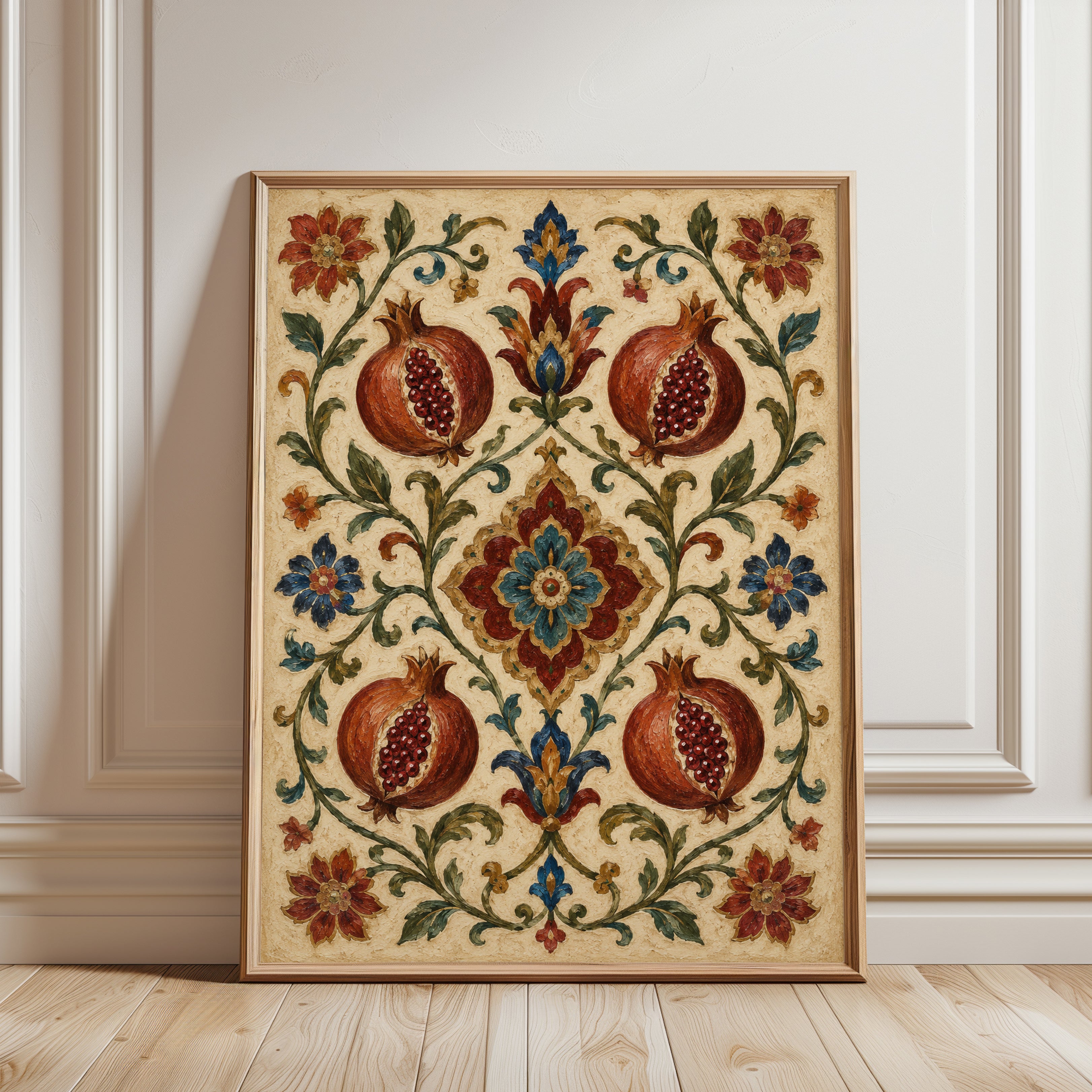 Pomegranate Wall Art – Vintage Botanical Print - framed detail