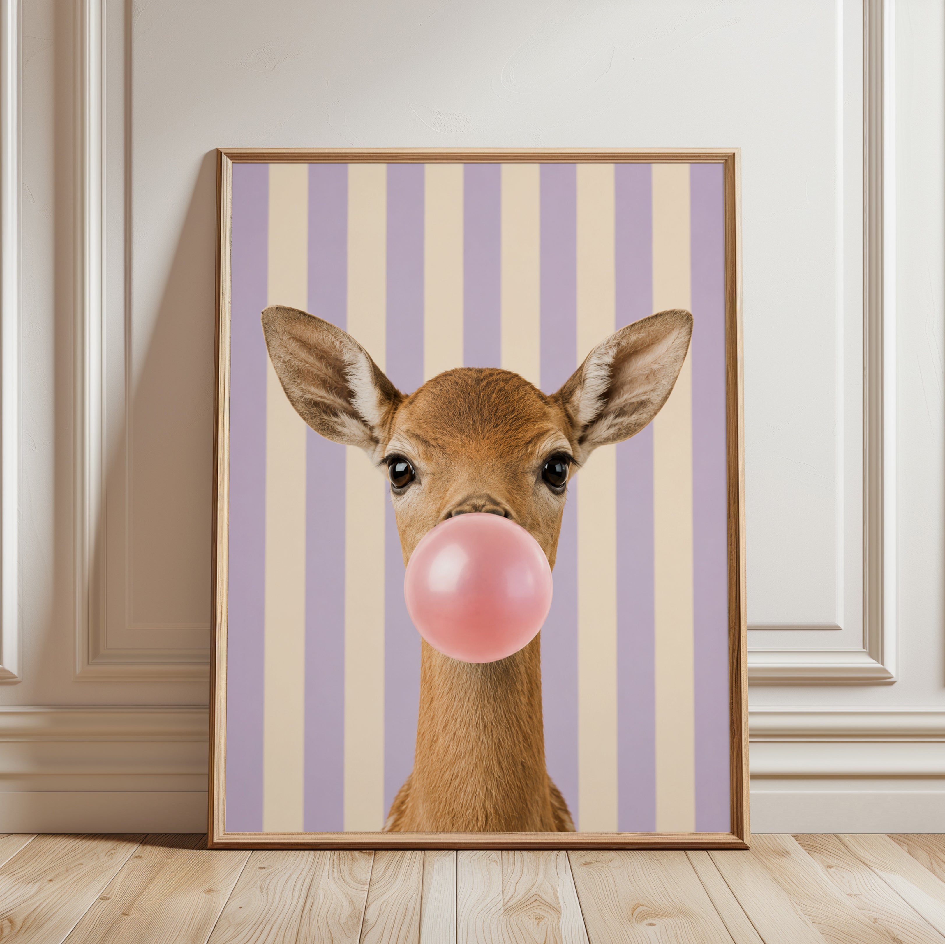 Deer Bubble Gum Print - framed detail