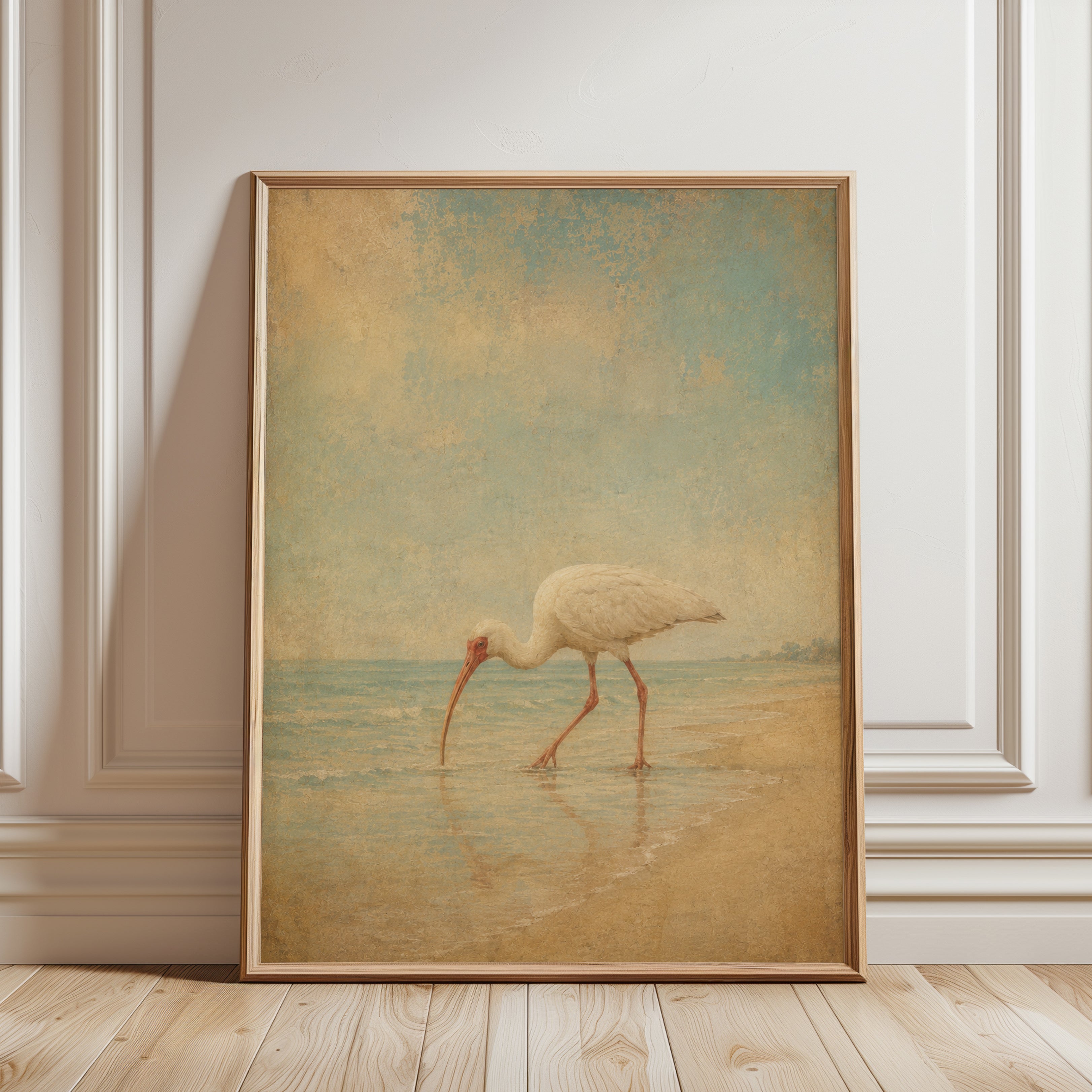 Coastal Bird Wall Art – Beach Print - framed detail