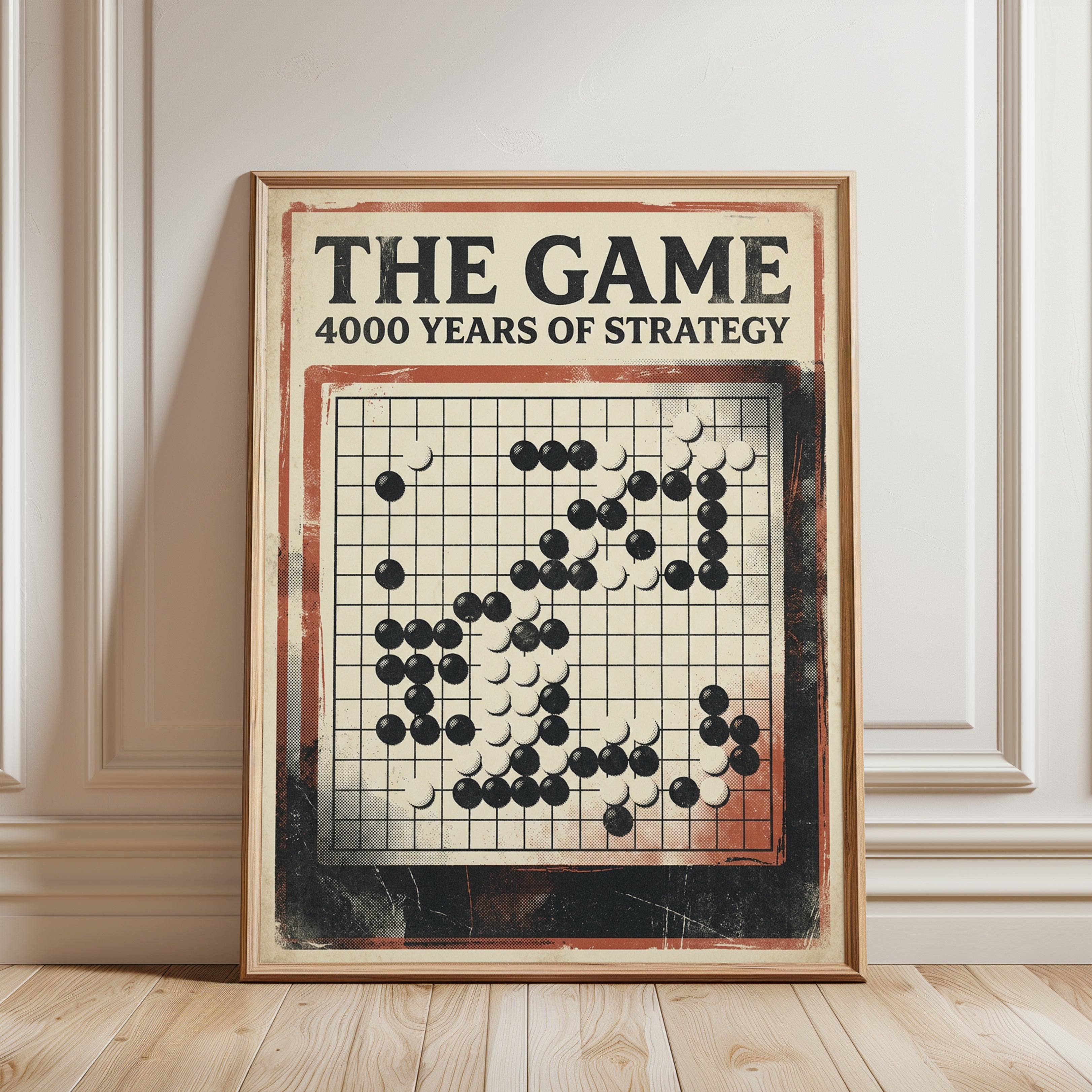 The Game 4000 Years of Strategy: Vintage Go Board Poster - framed detail