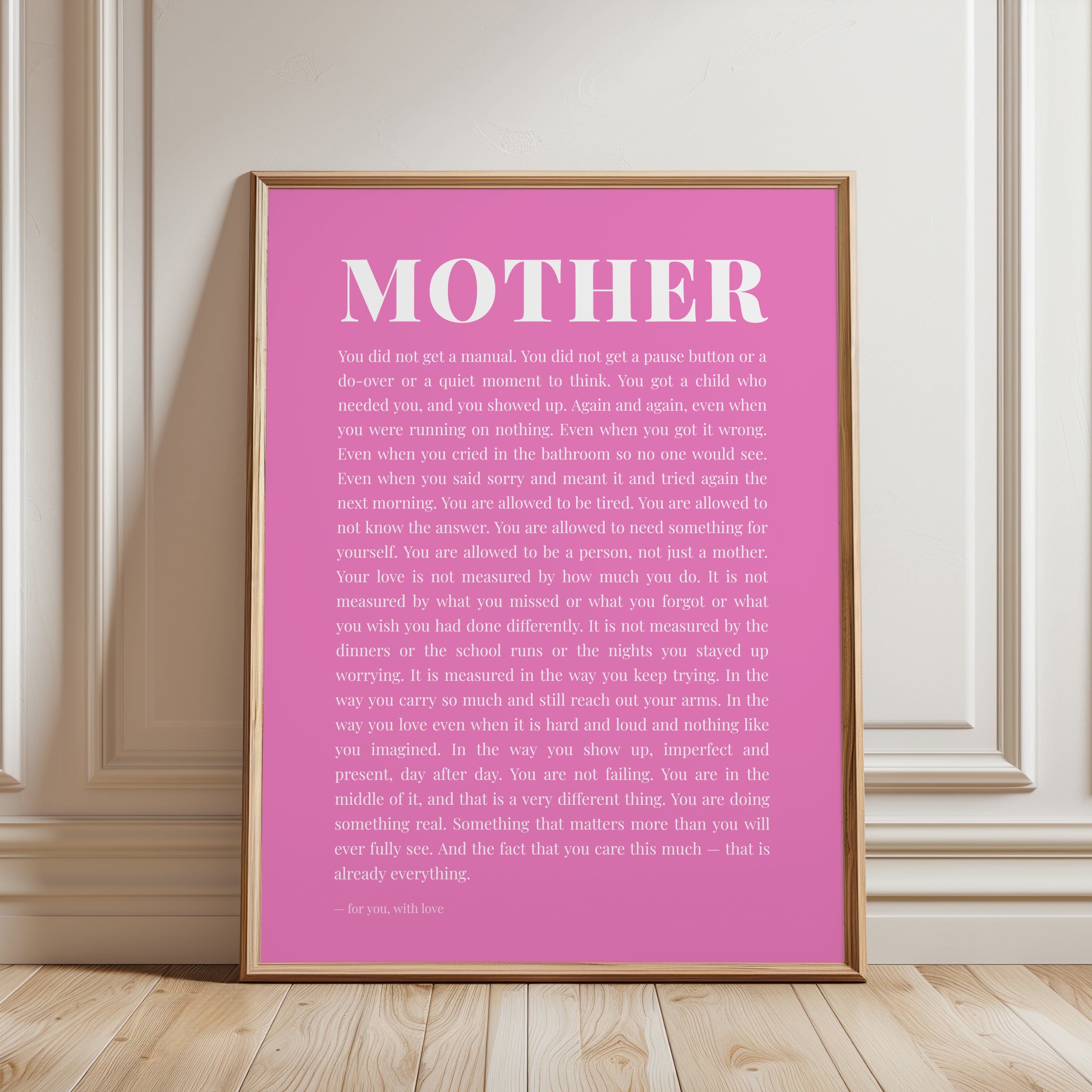 Mother Quote Print – Motherhood Wall Art - framed detail