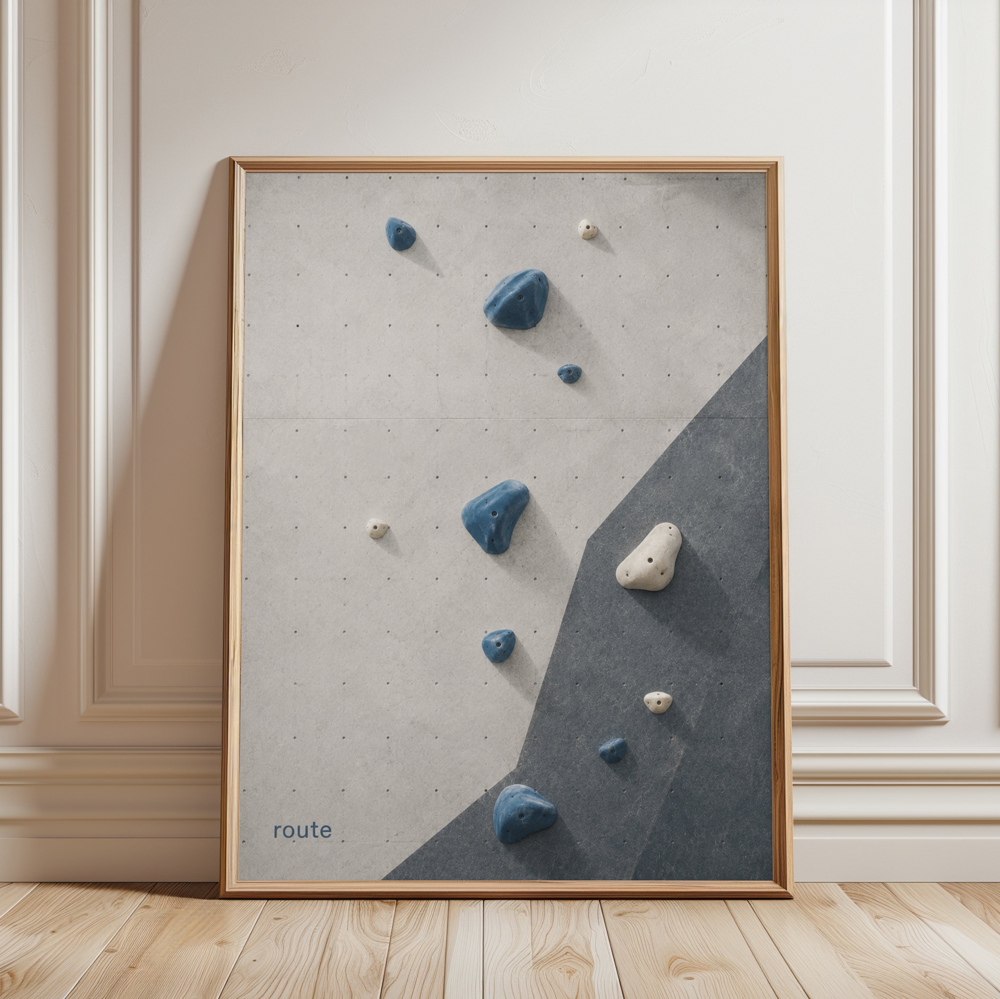 Rock Climbing Wall Art – Bouldering Print - framed detail