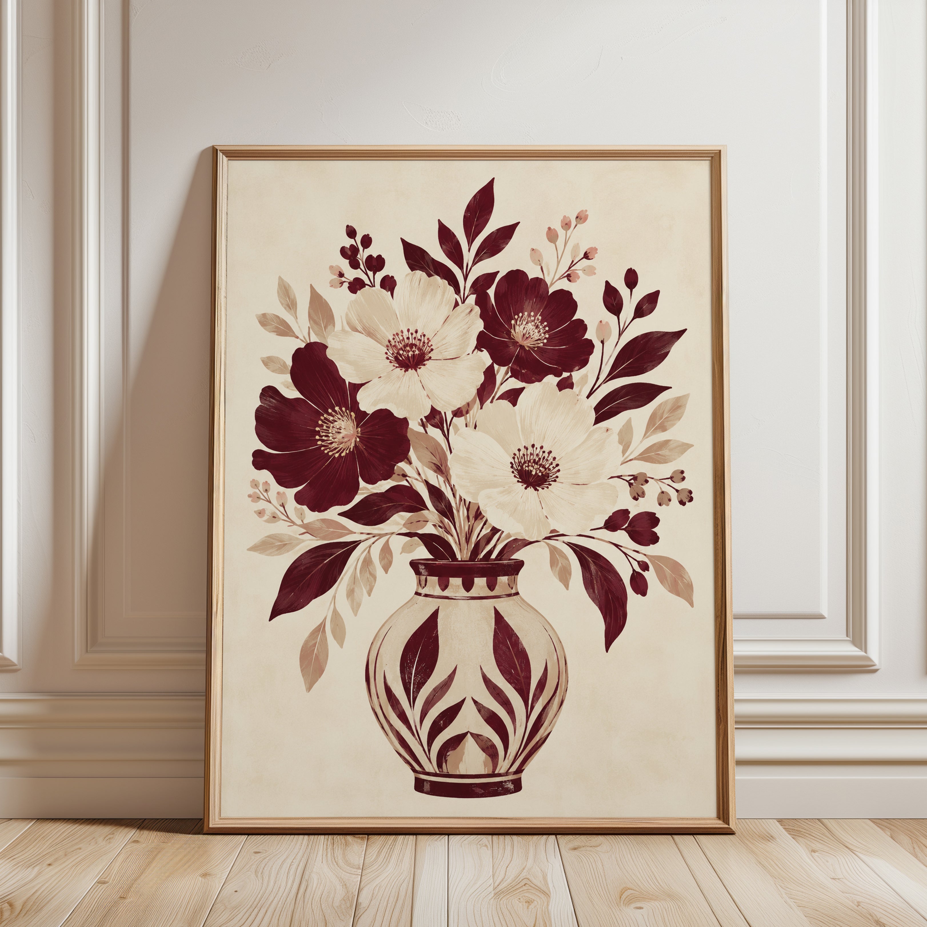 Floral Vase Wall Art - framed detail