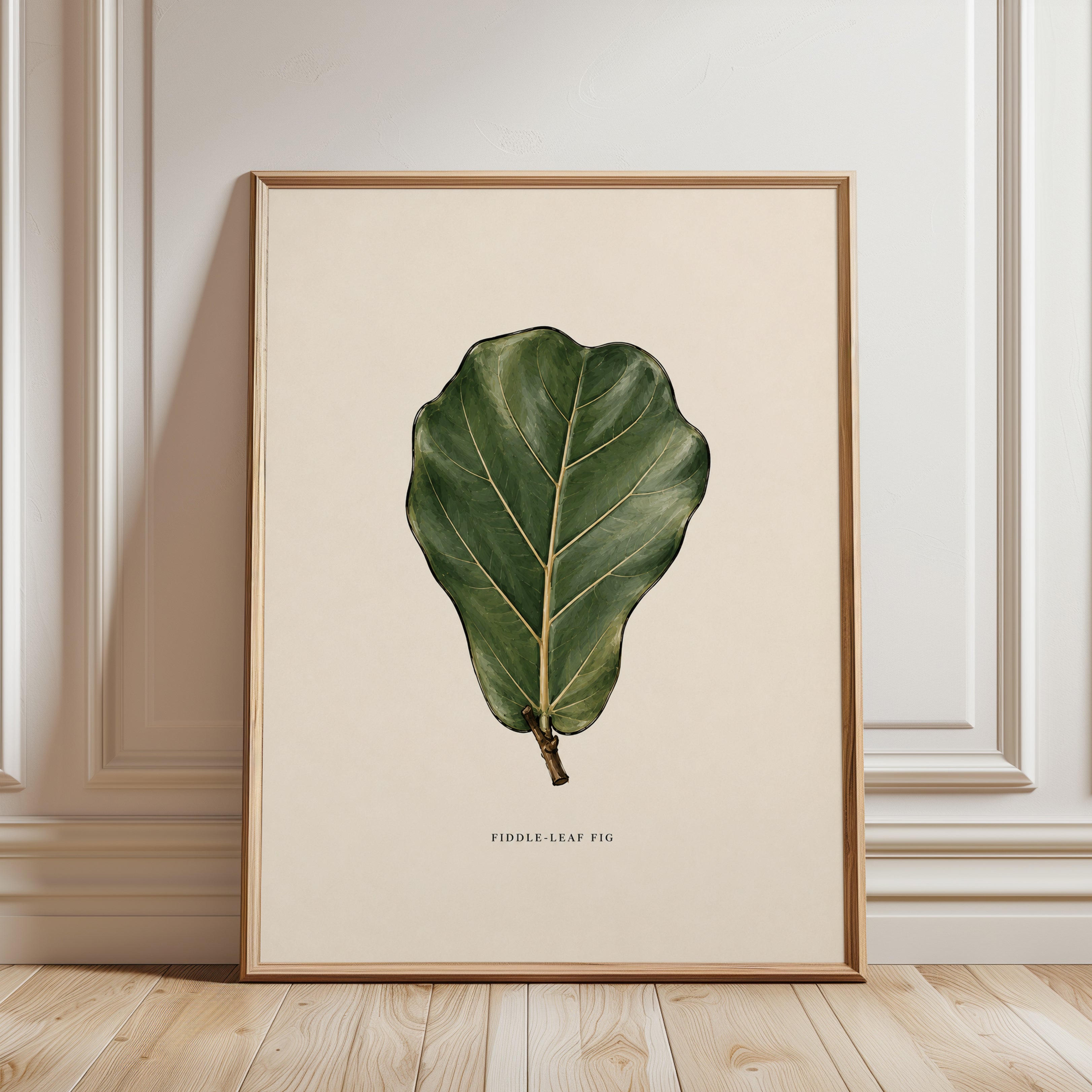 Fiddle Leaf Fig Print – Botanical Leaf Wall Art - framed detail