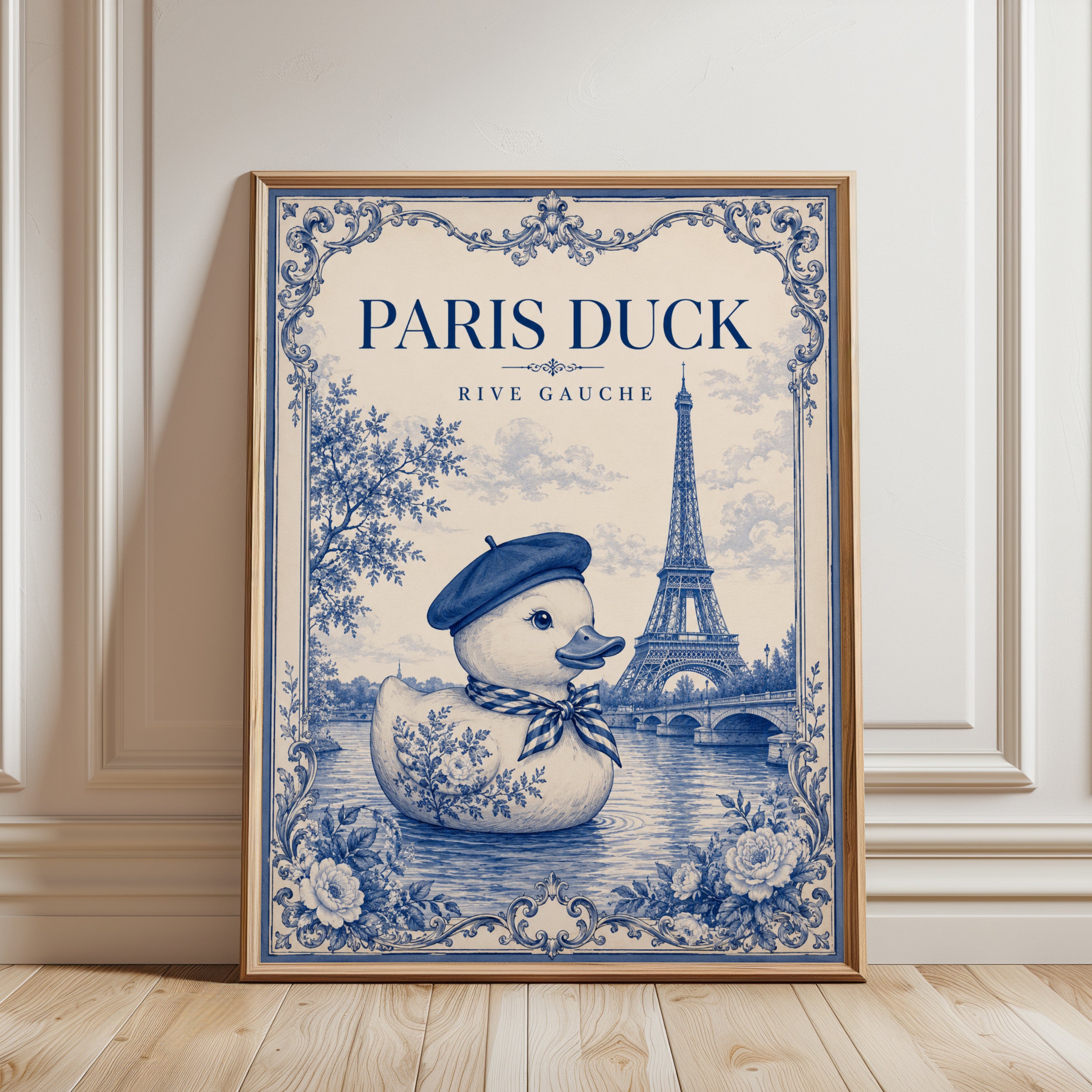 Paris Vintage Poster – French Duck Wall Art - framed detail