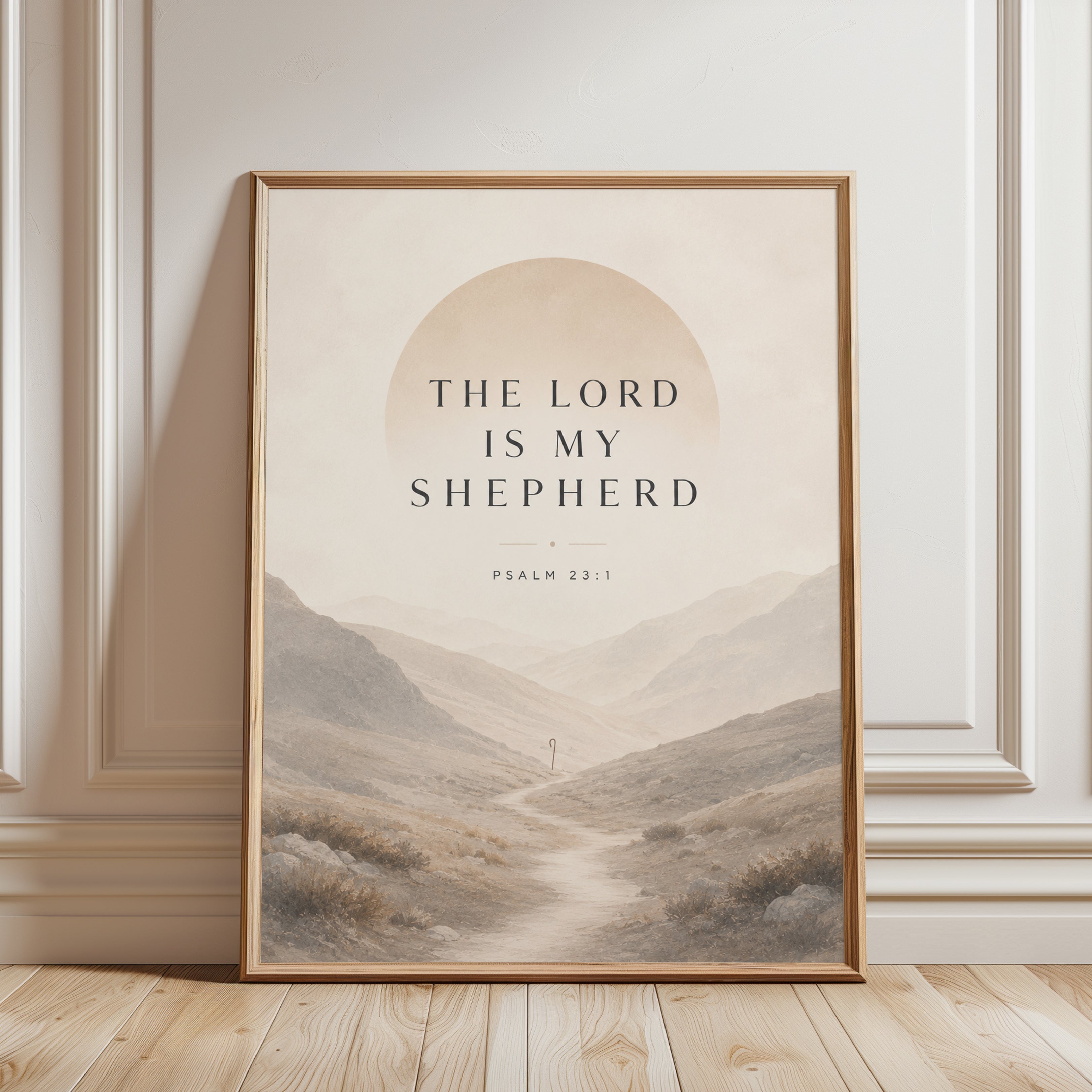 Psalm 23 Wall Art – Christian Scripture Print - framed detail
