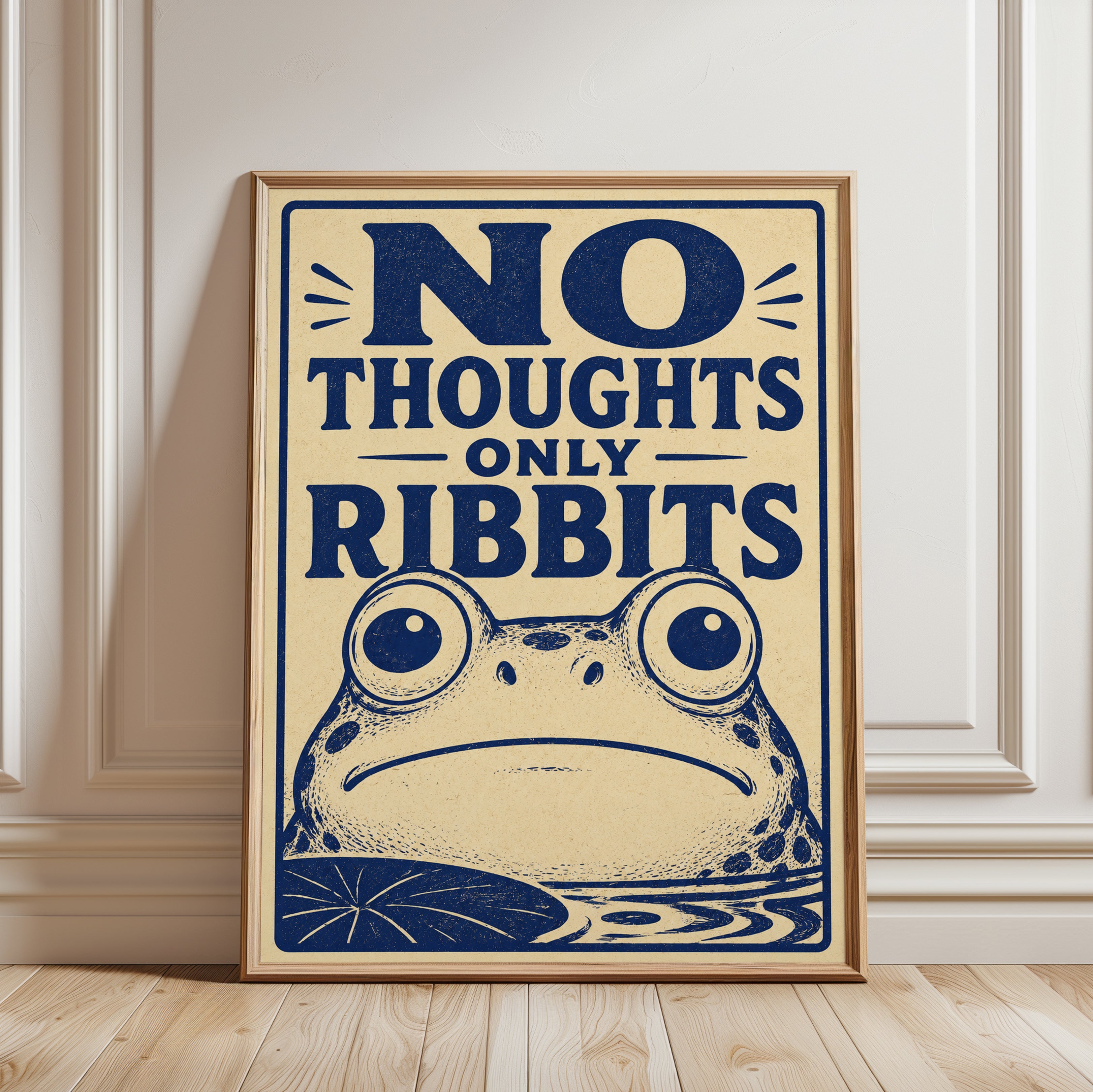 Vintage Frog Art Print - framed detail