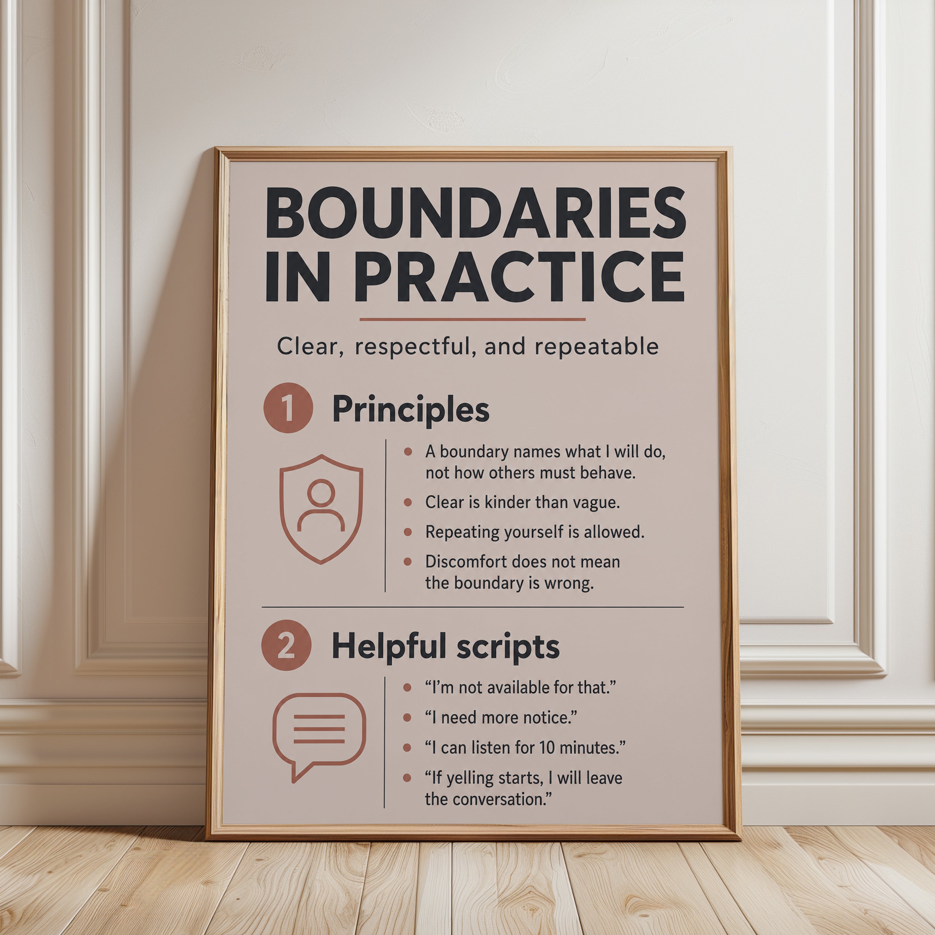 Therapy Wall Art: Boundaries in Practice - framed detail