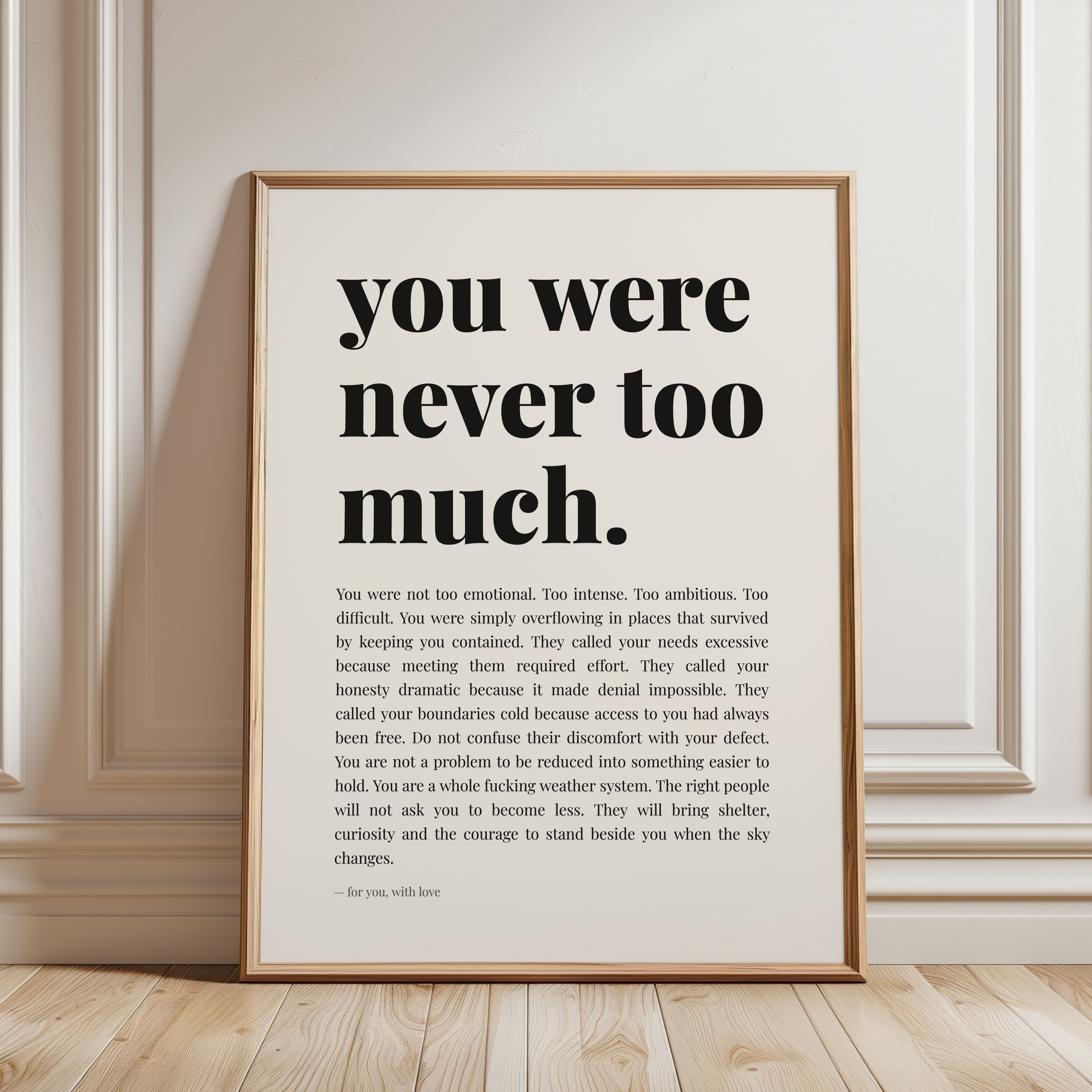 Self Love Wall Art – Mental Health Print - framed detail