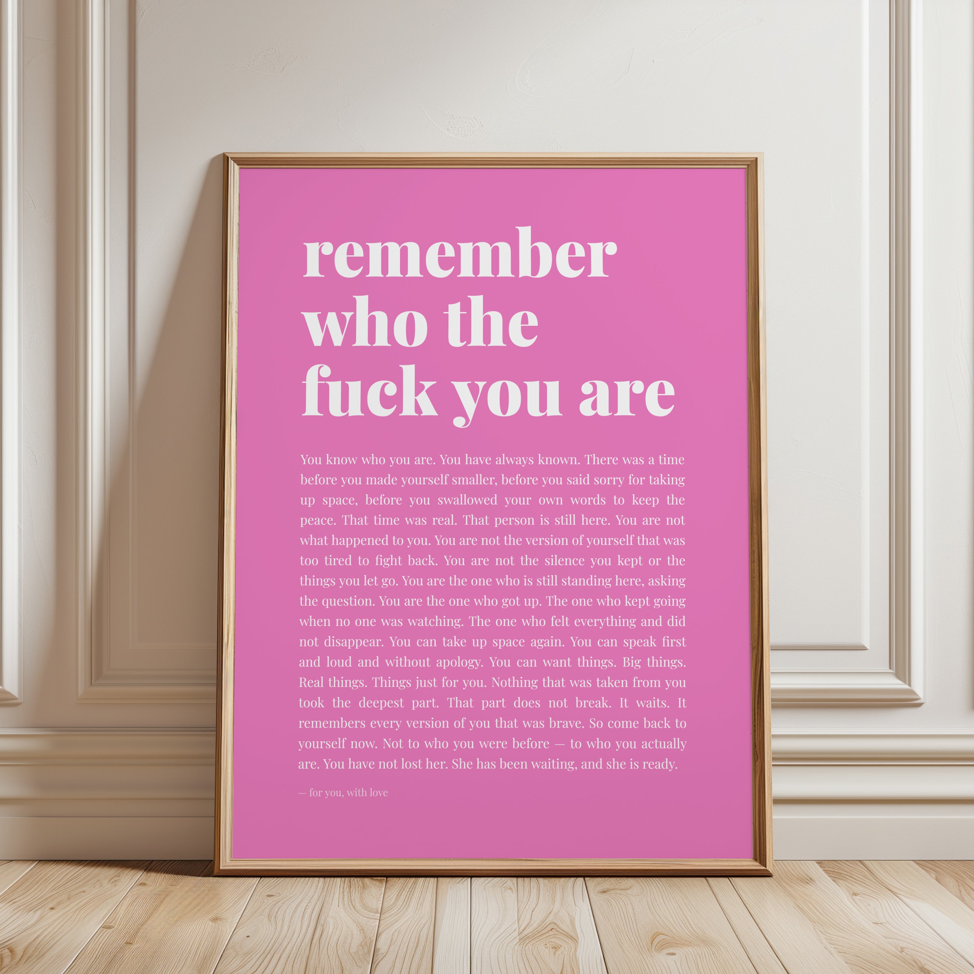 Self Love Quote Print – Empowerment Wall Art - framed detail