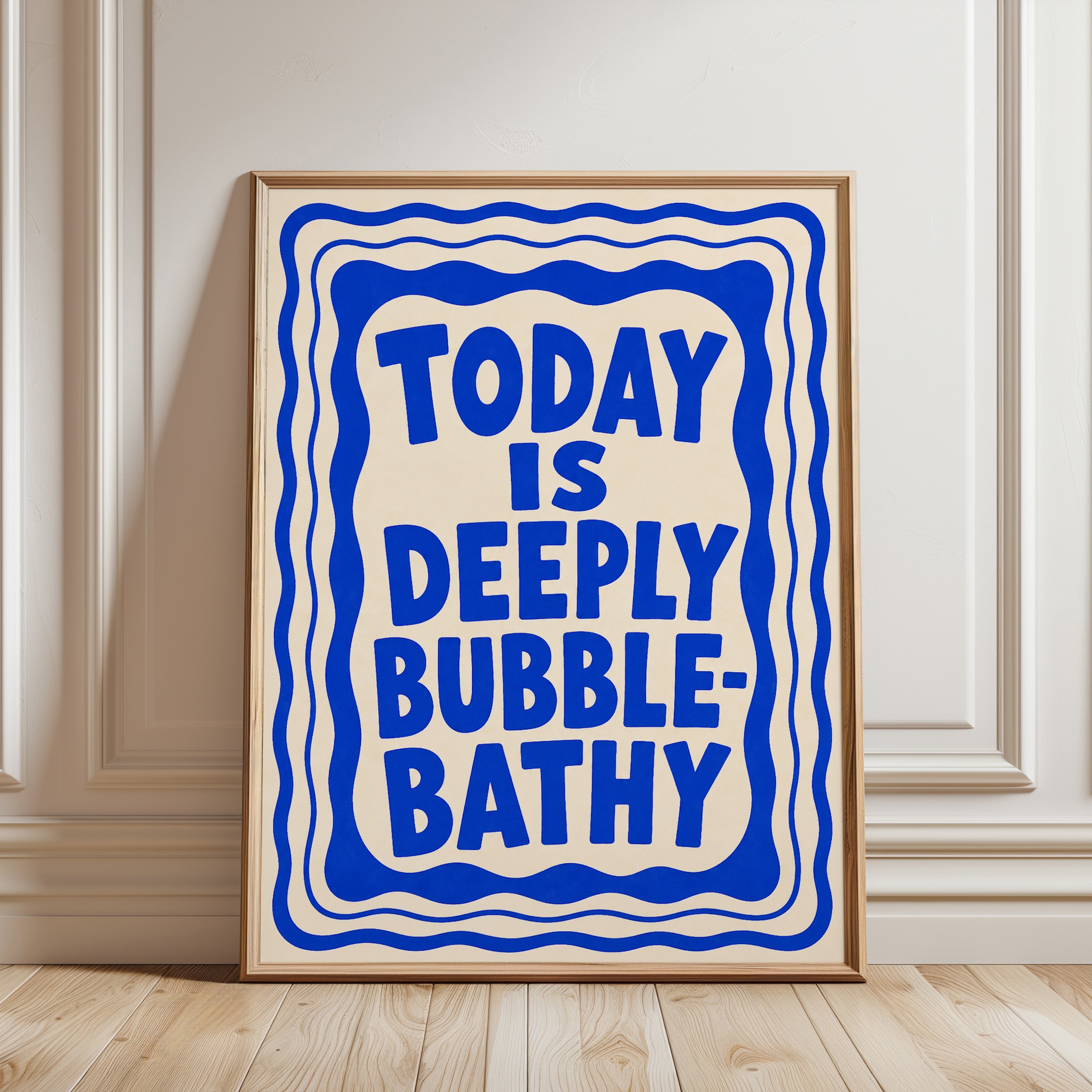 Bathroom Typography Print: Retro Bubble Bath Quote - framed detail