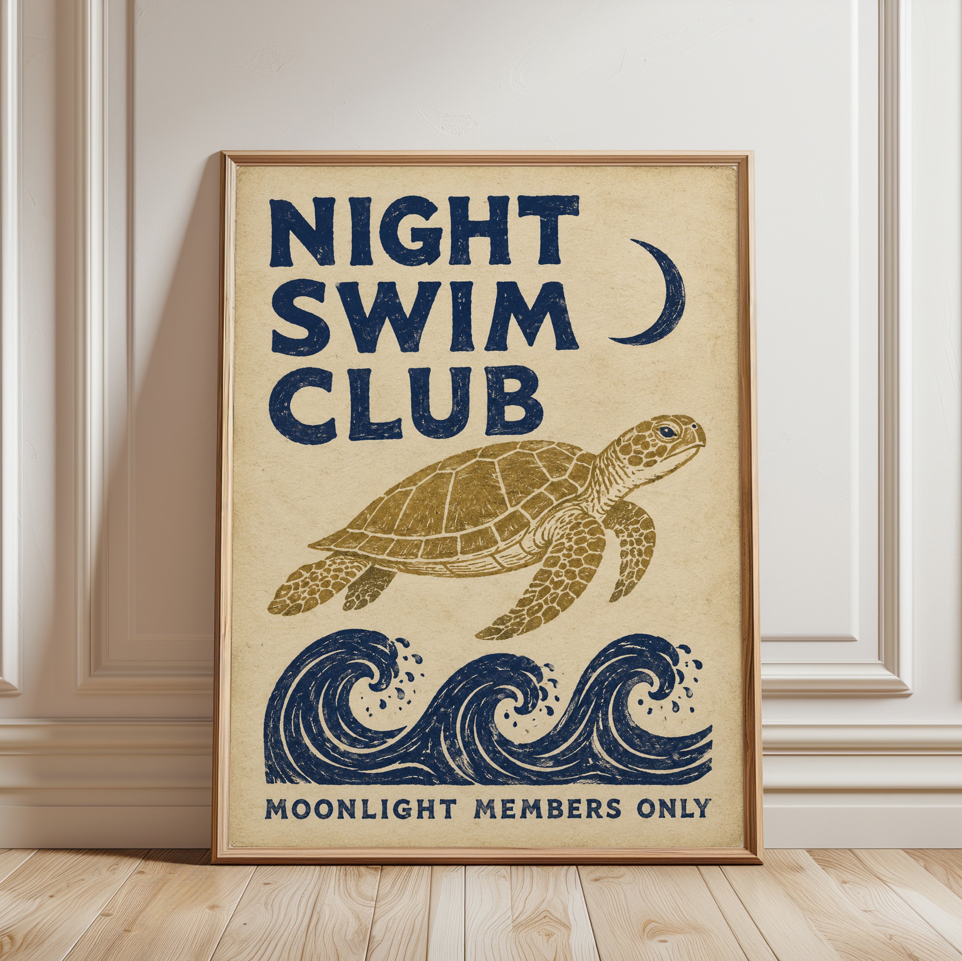 Sea Turtle Wall Art – Coastal Beach Decor - framed detail