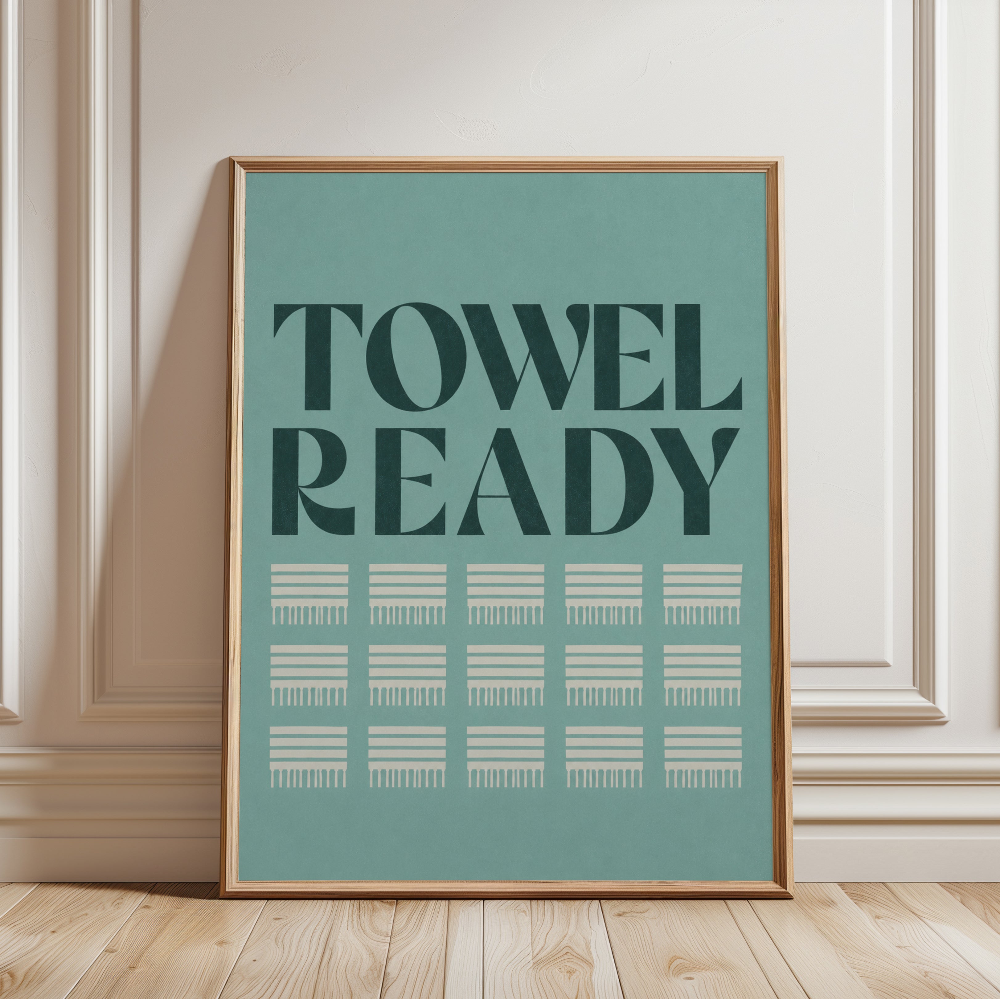 Towel Ready Bathroom Print: Retro Typography - framed detail