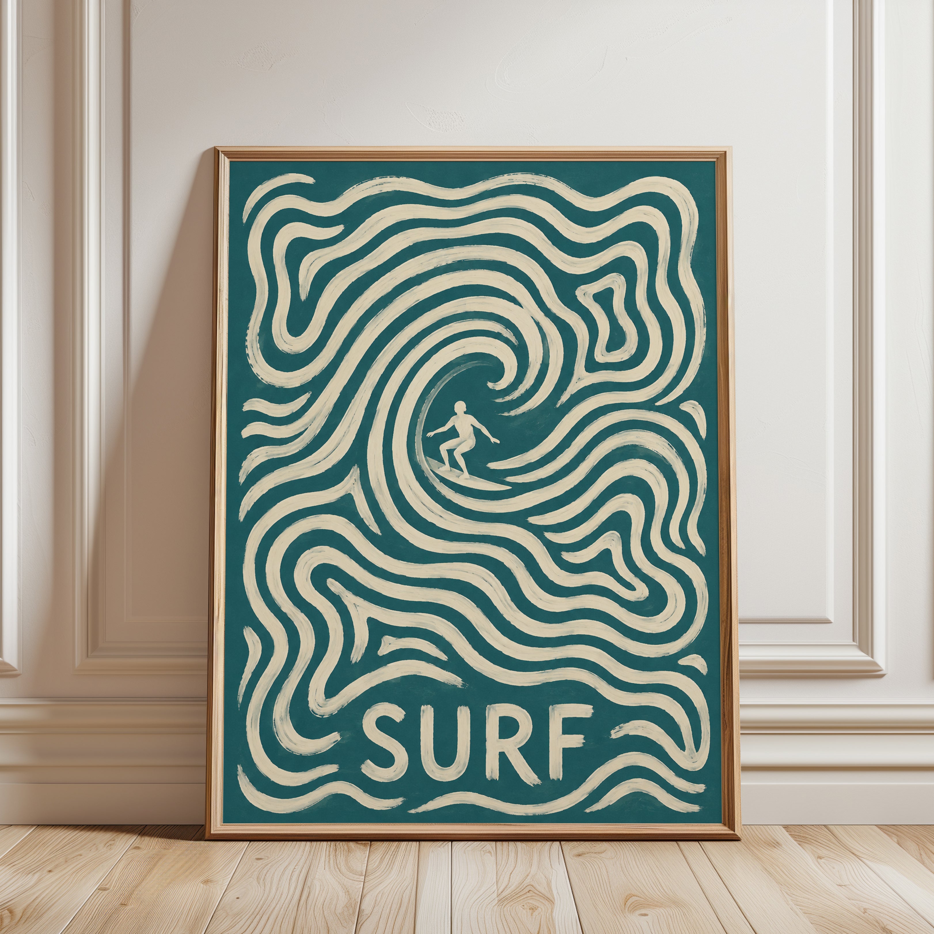 Surf Wall Art – Vintage Surfing Poster - framed detail