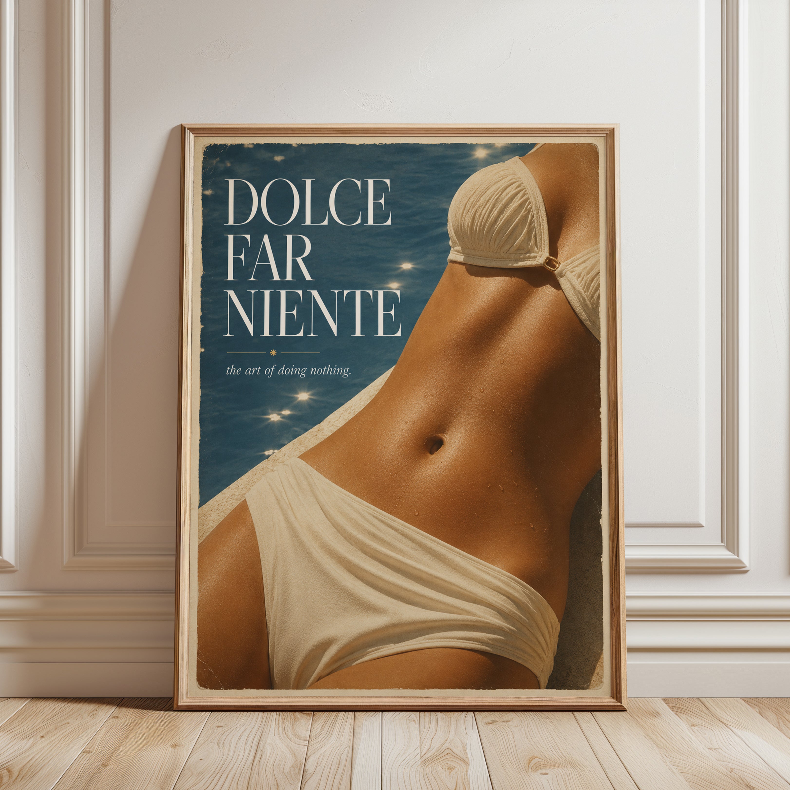 Dolce Far Niente Poster: Vintage Italian Riviera Travel Art - framed detail