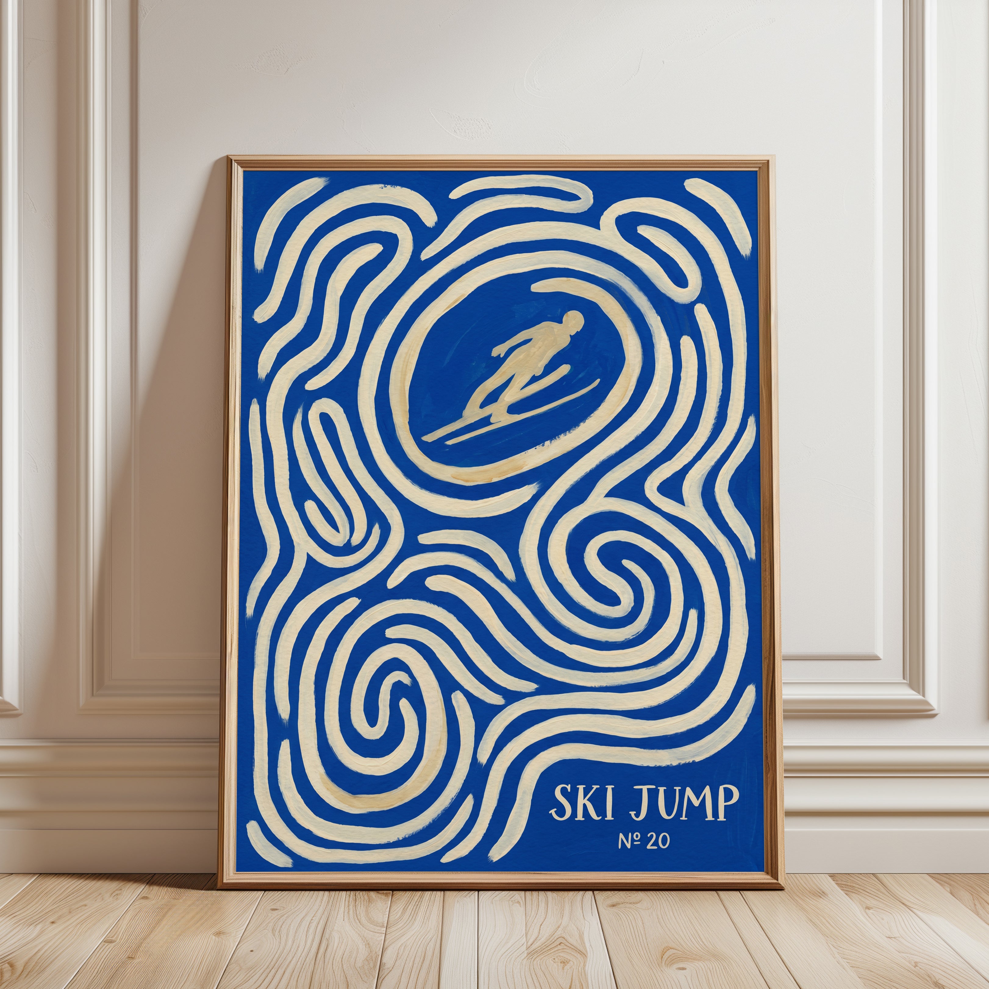 Vintage Ski Jump Art Print - framed detail