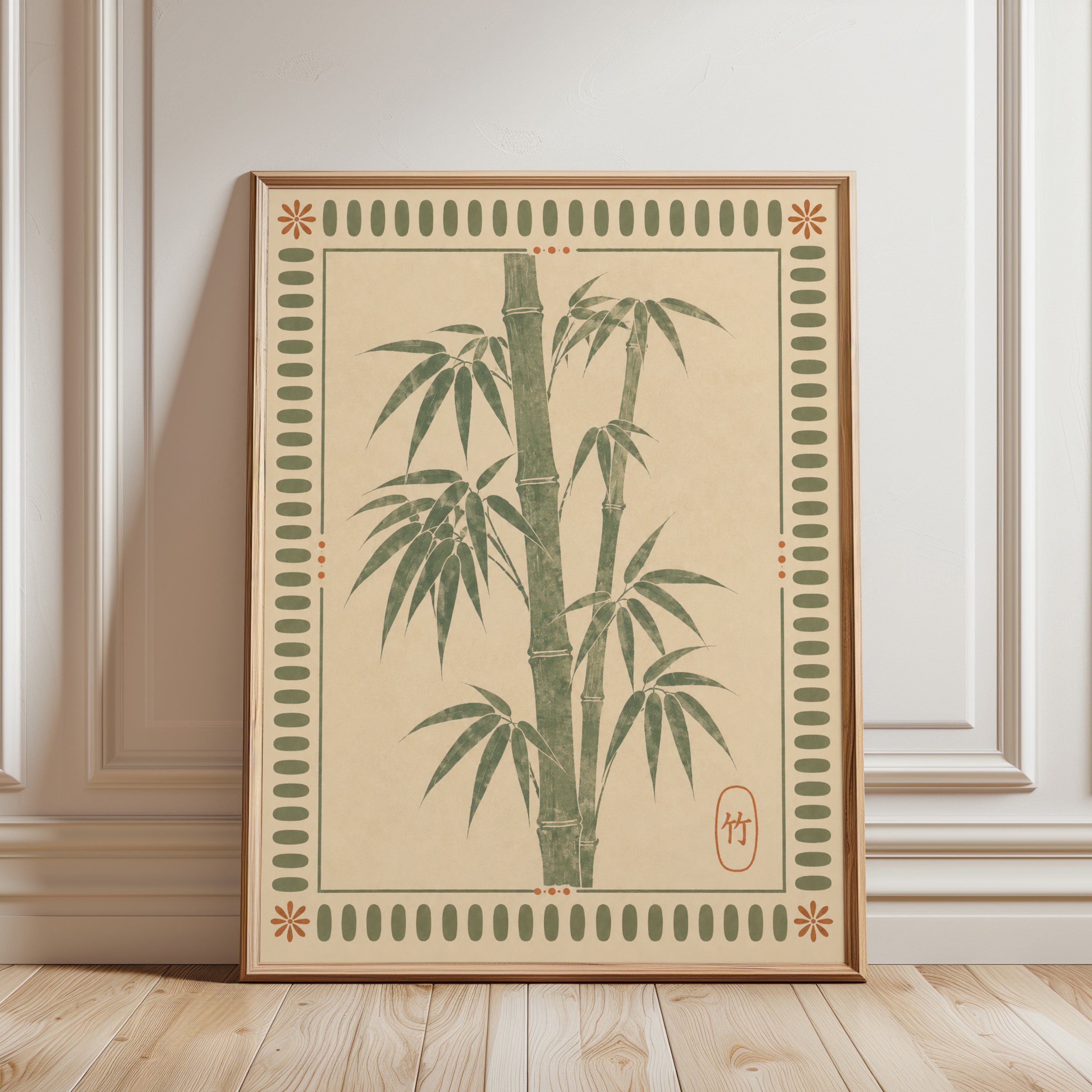 Bamboo Wall Art – Asian Botanical Print - framed detail