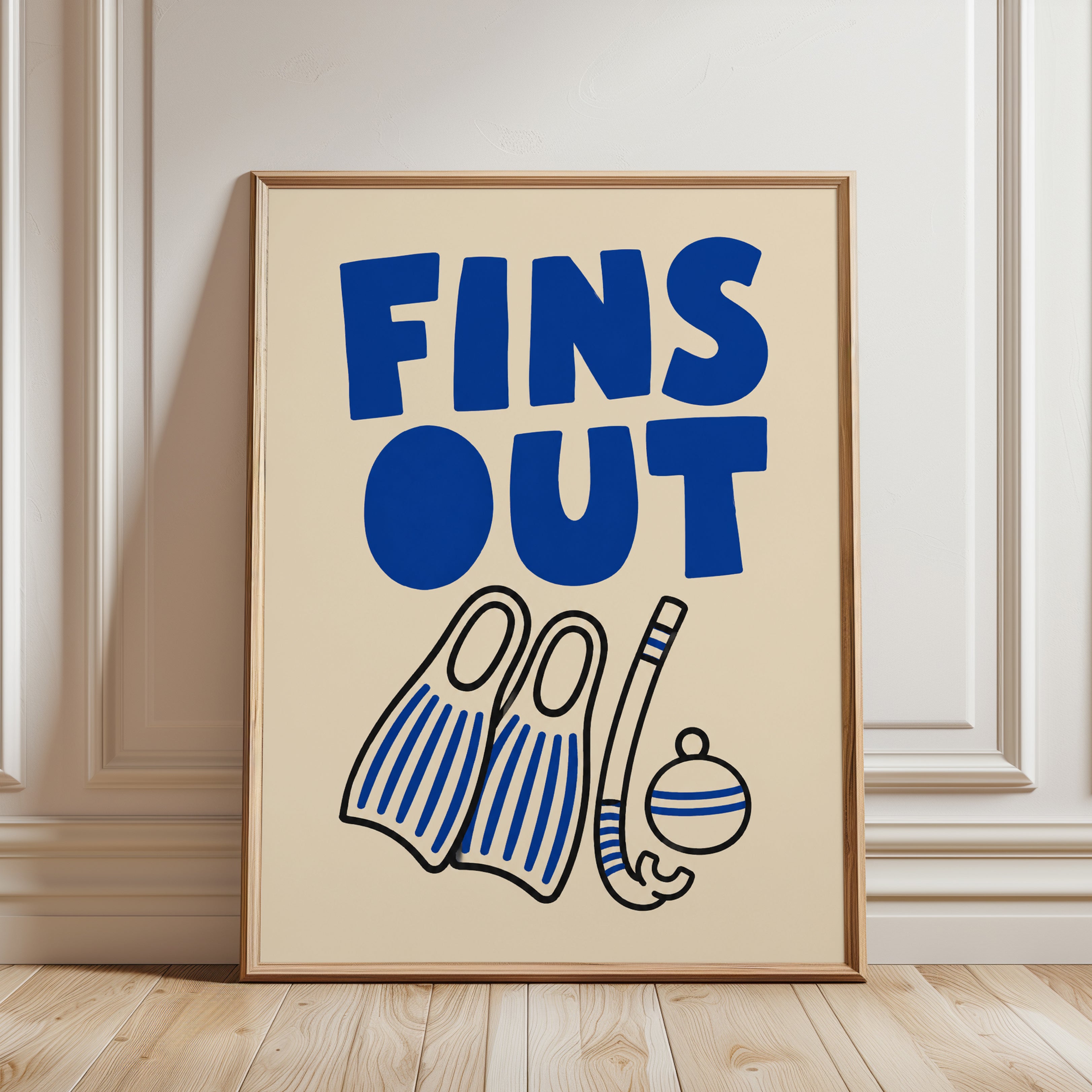 Swimming Pool Wall Art – Fins Out Print - framed detail
