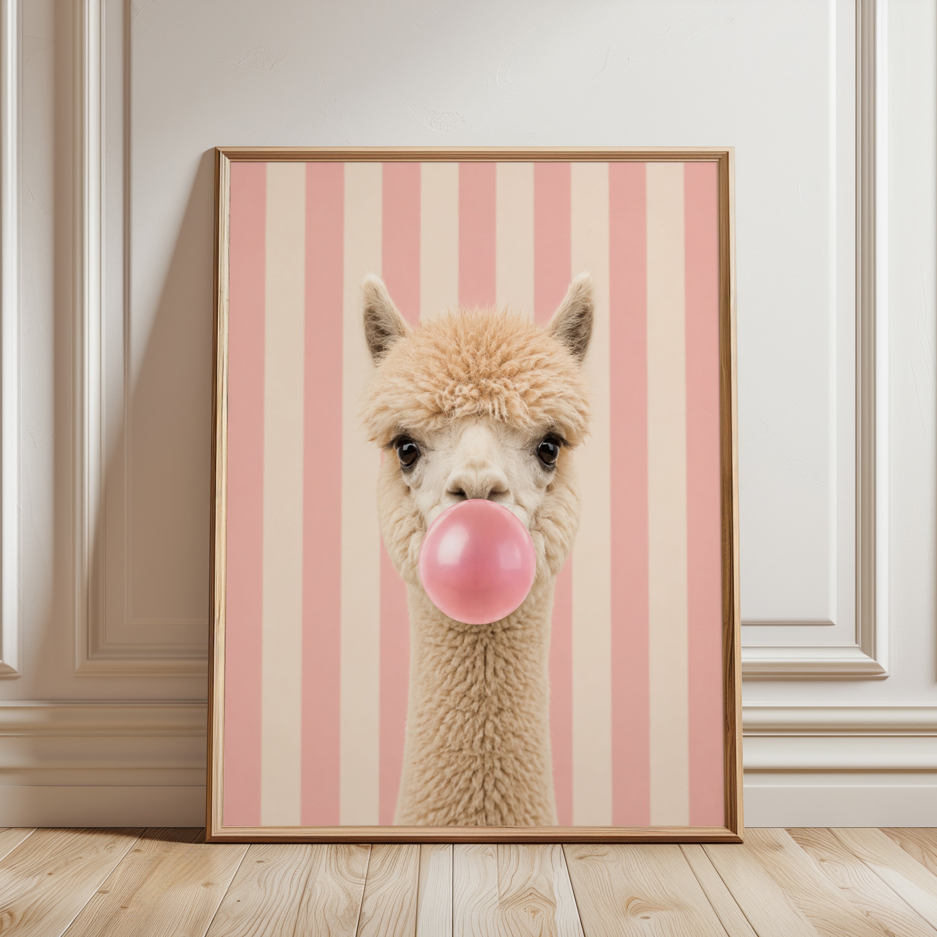 Alpaca Nursery Wall Art – Baby Animal Print - framed detail