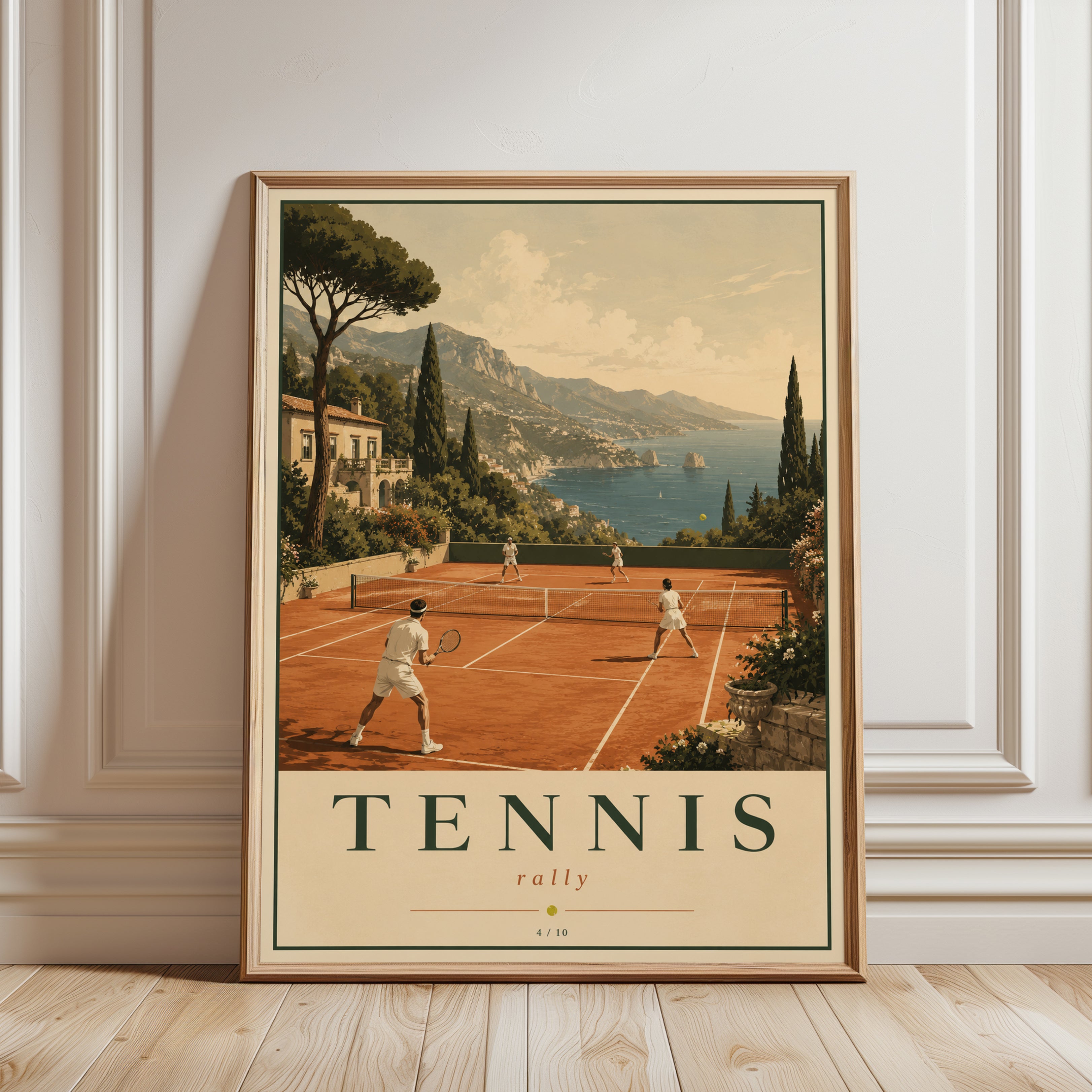 Mediterranean Clay Court Tennis Poster - framed detail
