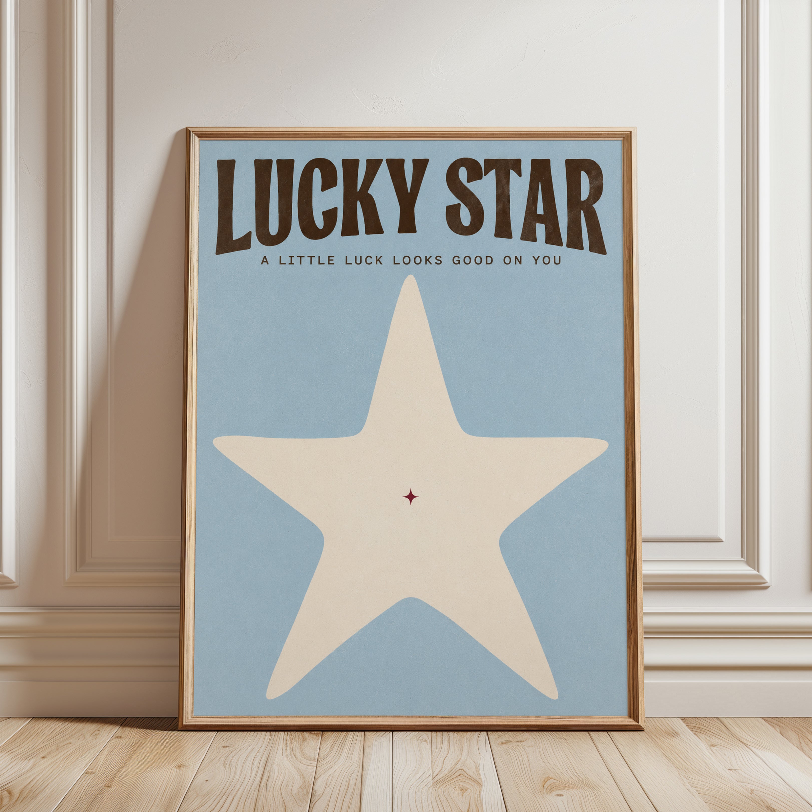 Retro Typography Poster – Lucky Star Print - framed detail