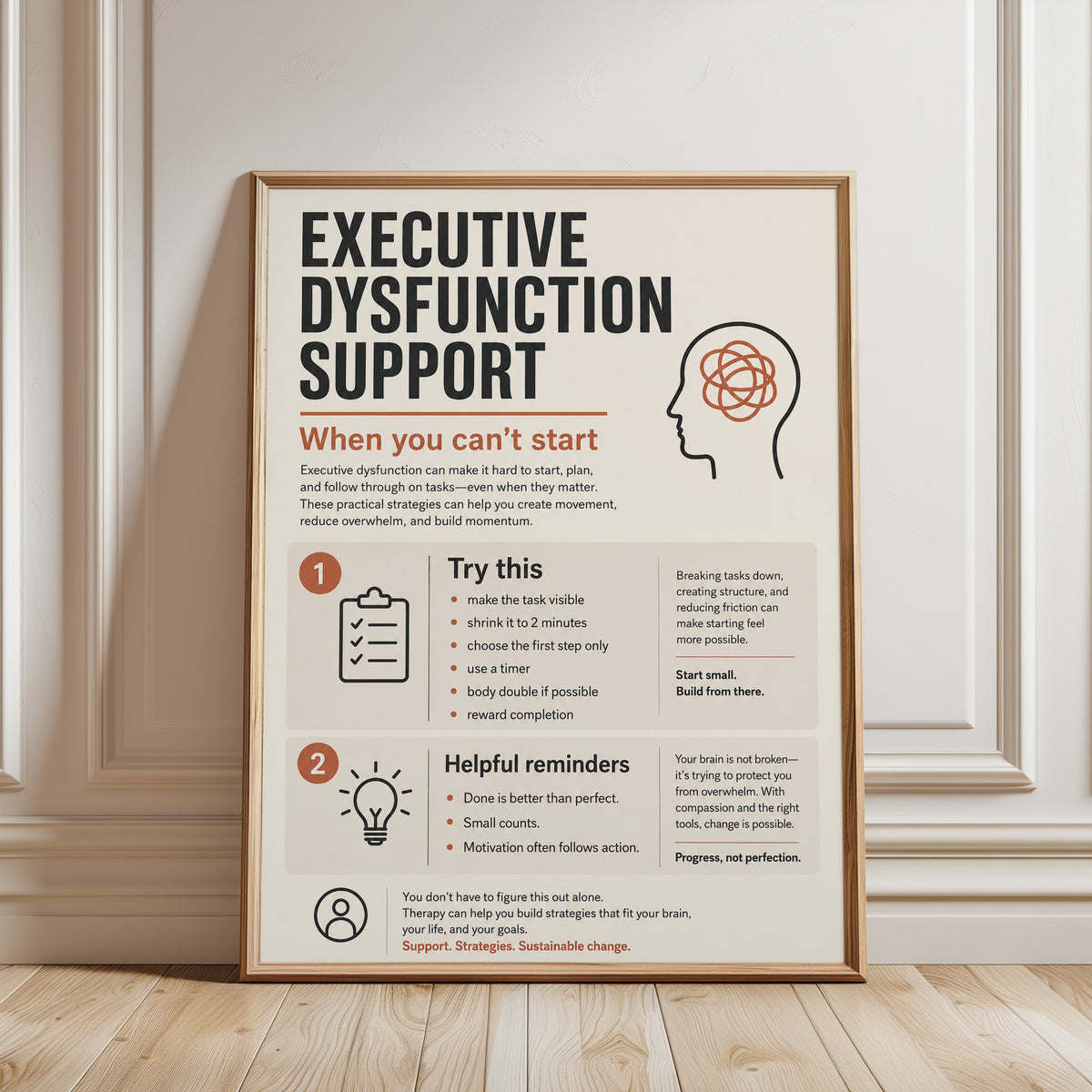 Executive Dysfunction Support Poster - framed detail
