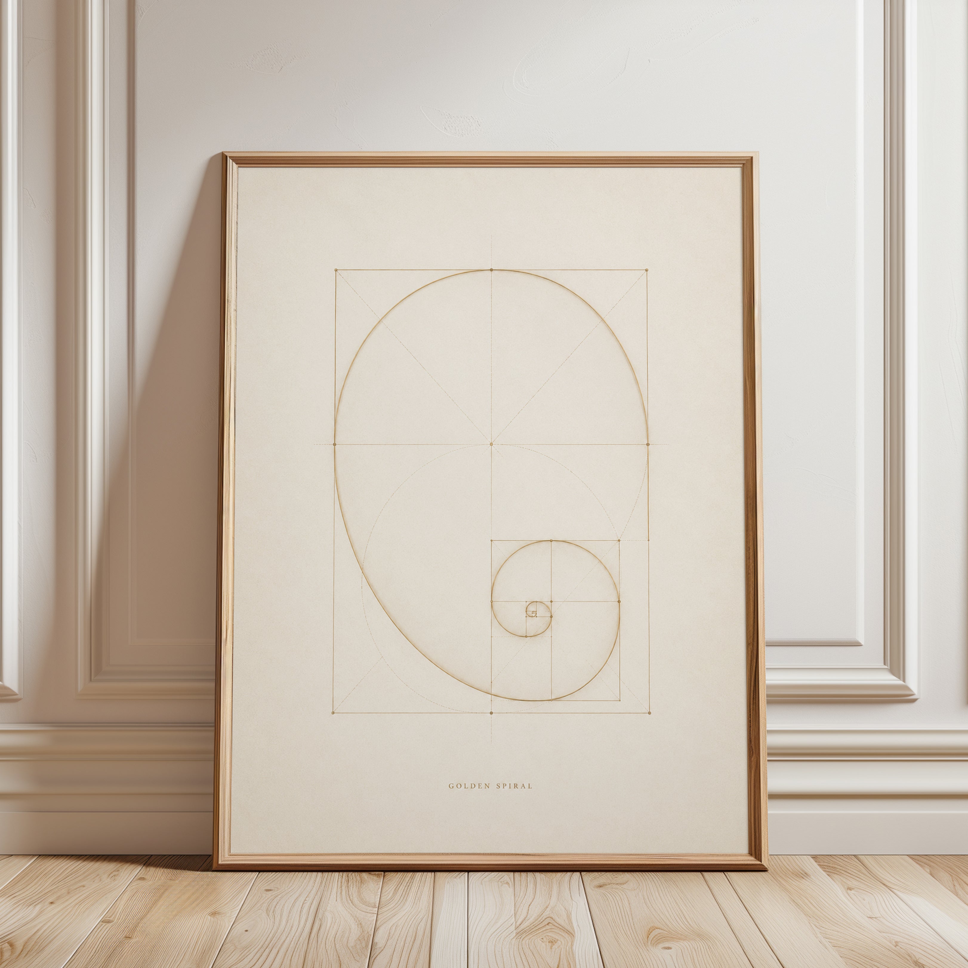 Golden Spiral Wall Art: Fibonacci Sequence - framed detail