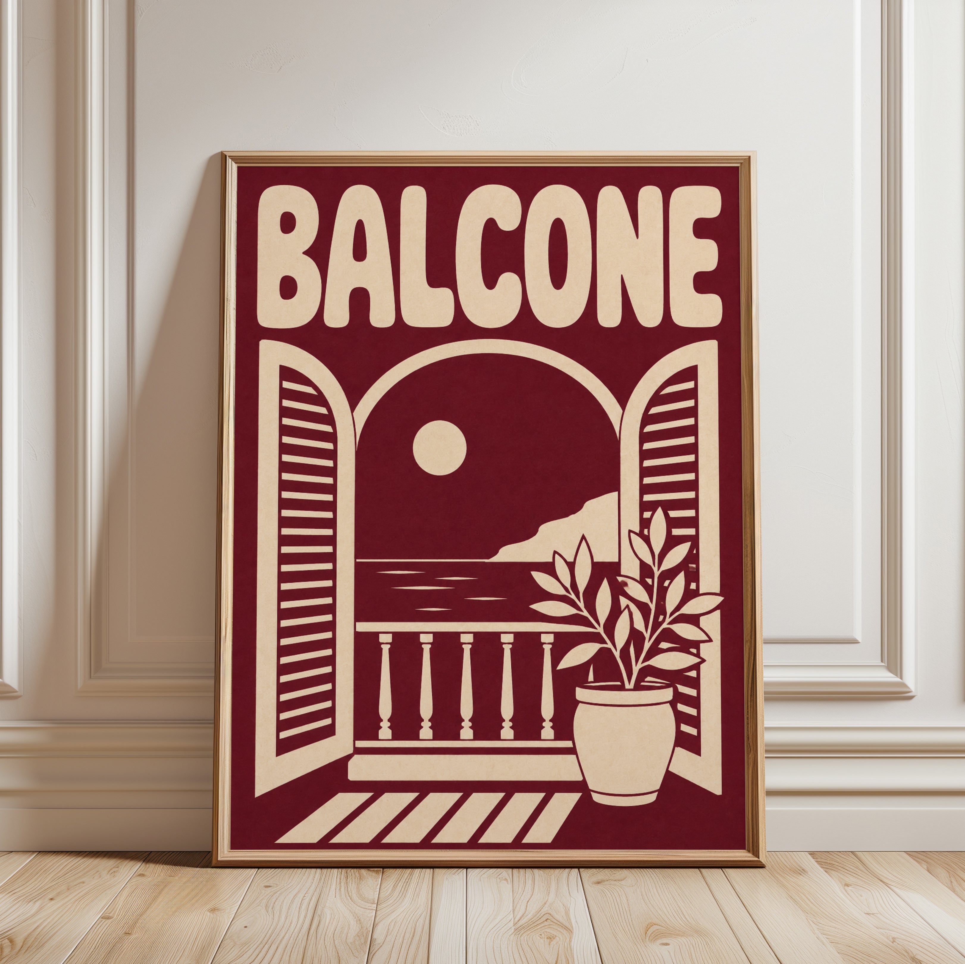 Mediterranean Balcony Art Print - framed detail