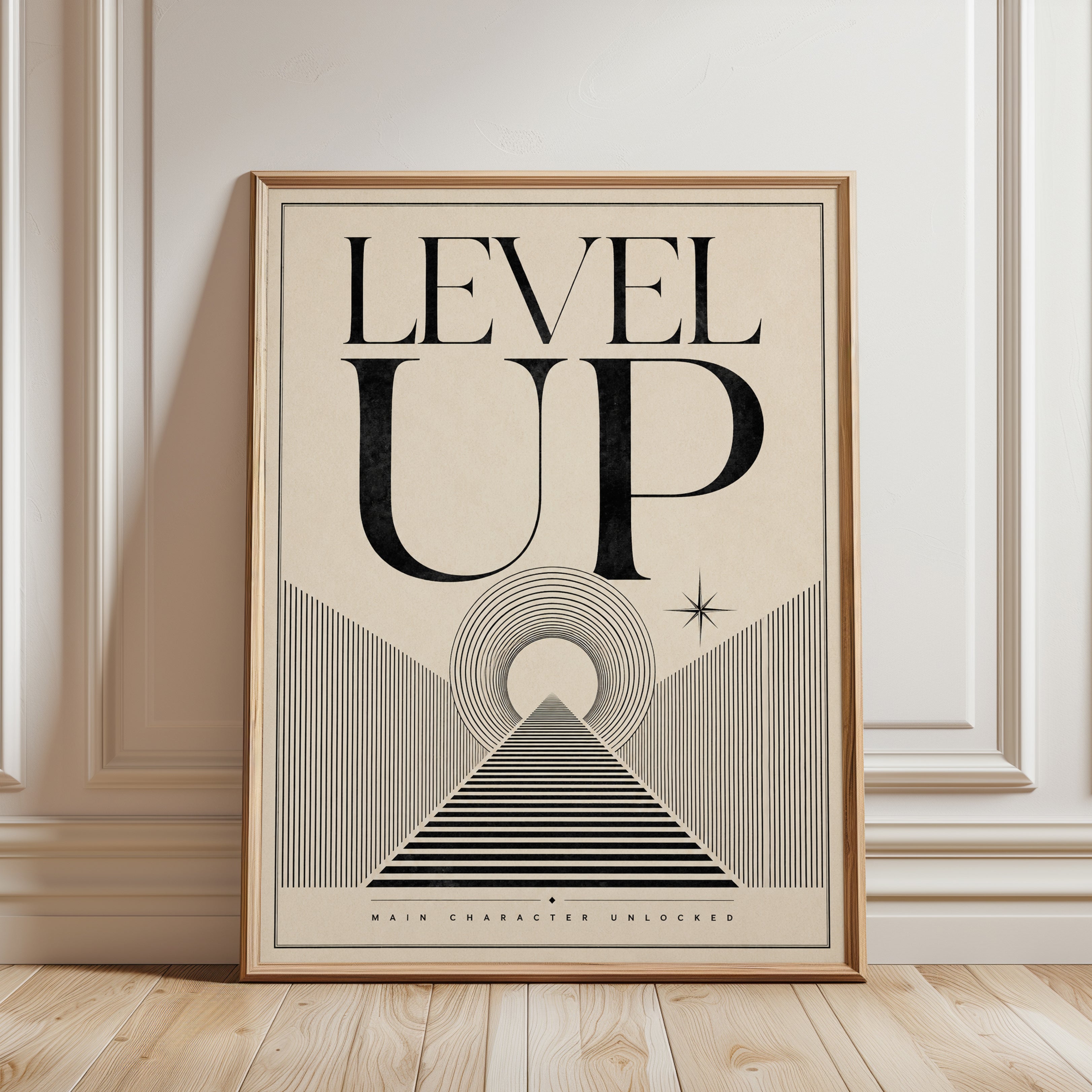Motivational Wall Art – Level Up Print - framed detail
