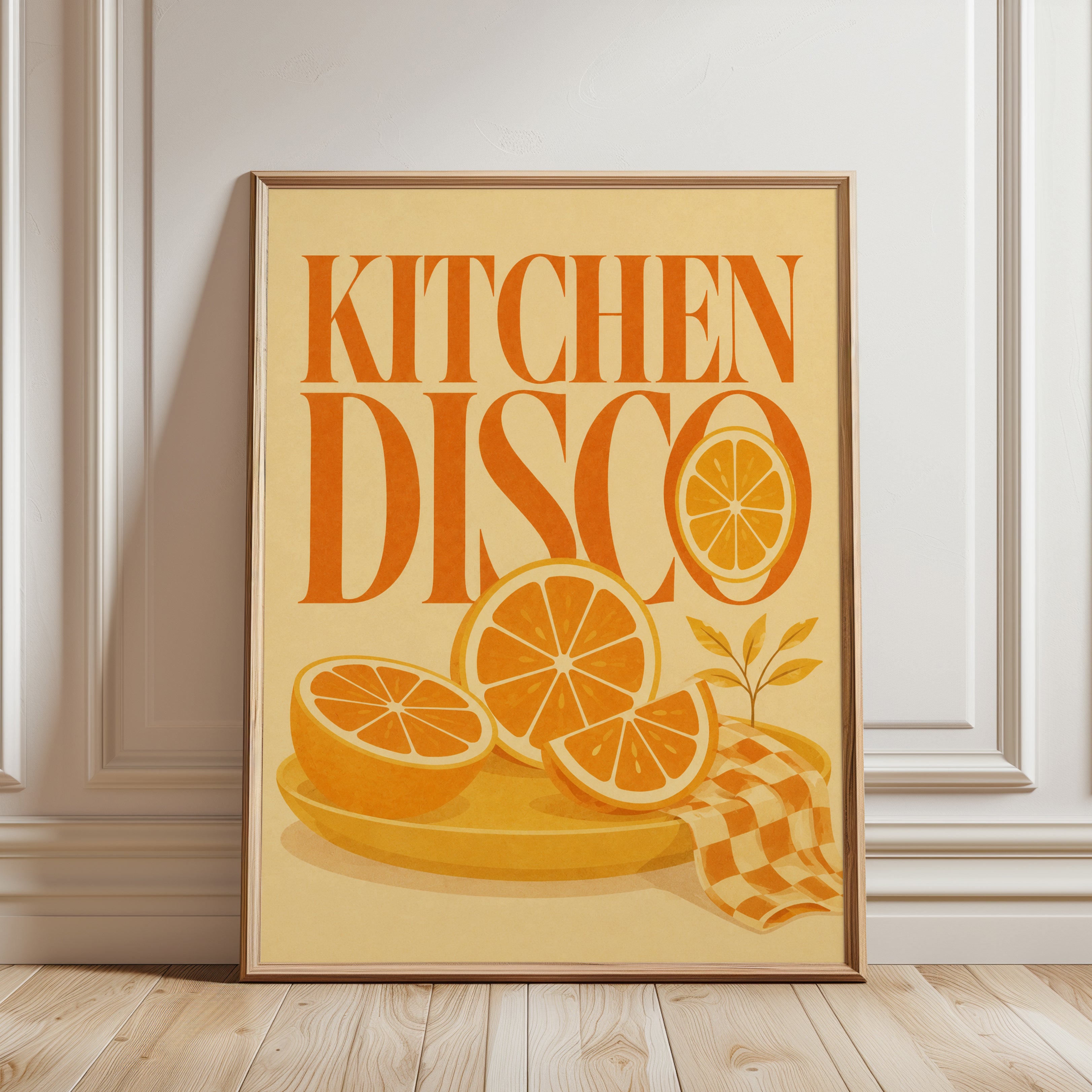 Kitchen Disco Retro Print - framed detail
