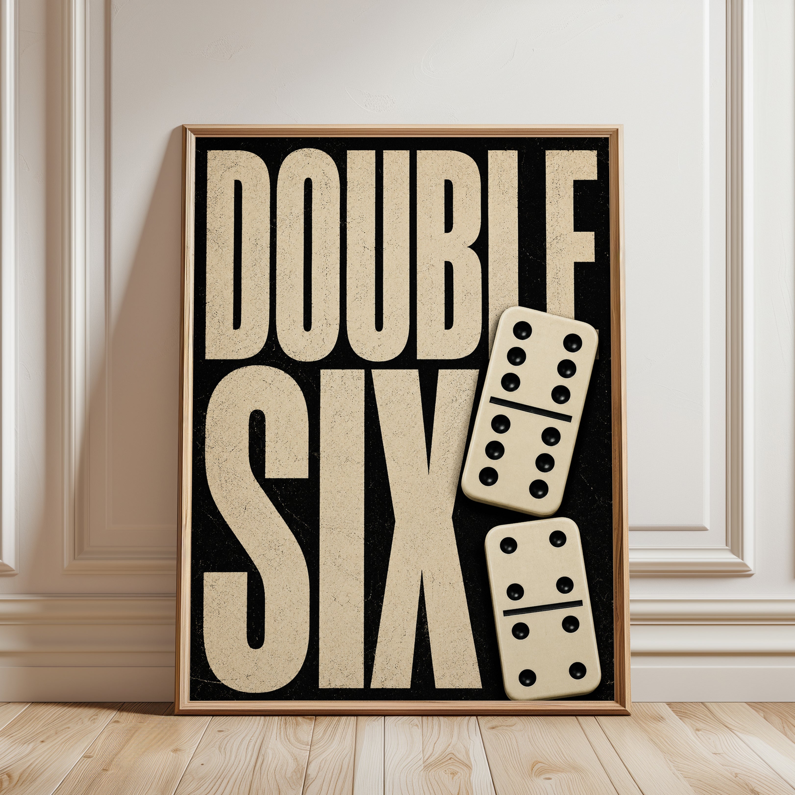 Domino Wall Art – Double Six Vintage Print - framed detail
