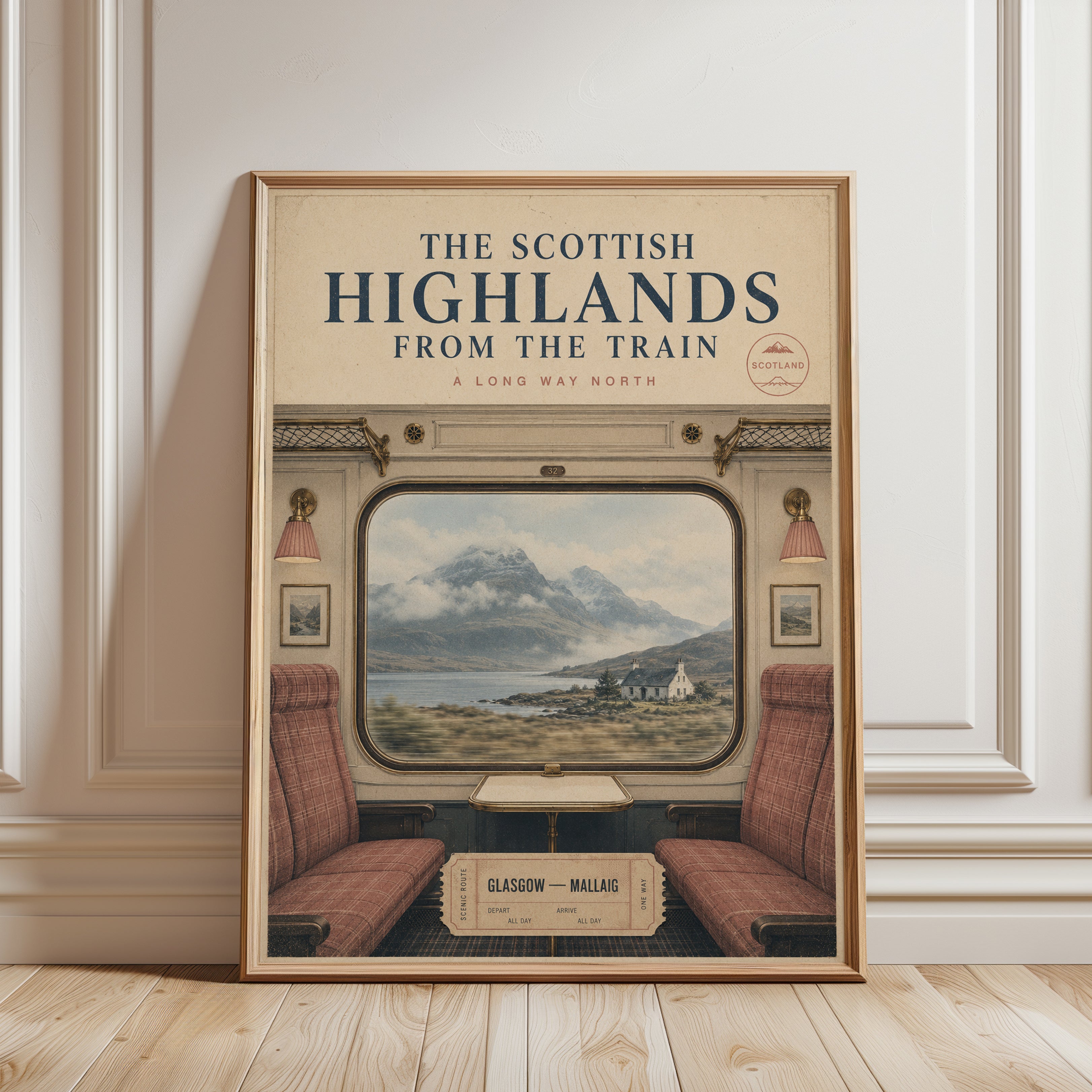Scotland Travel Poster – Scottish Highlands Print - framed detail