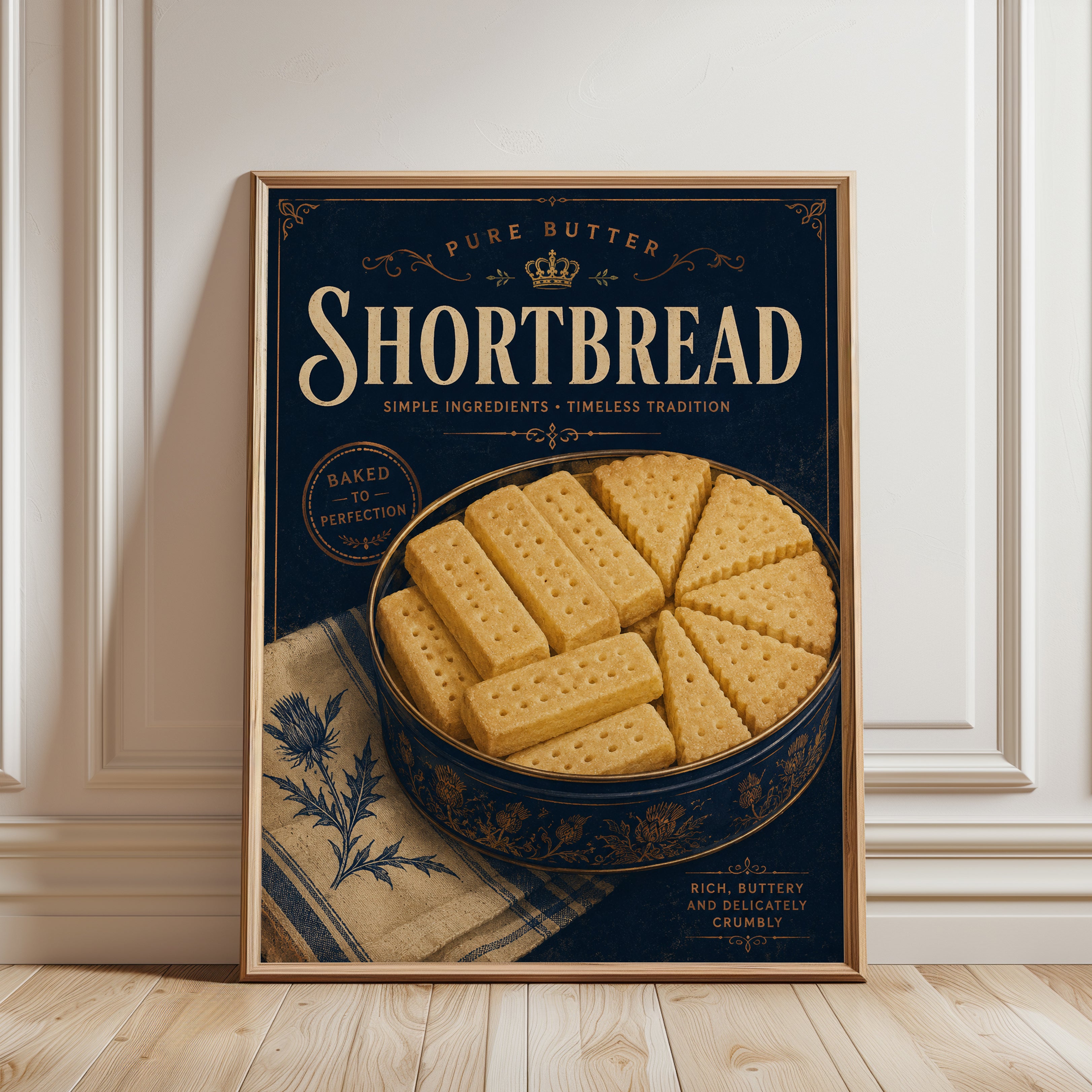Kitchen Wall Art – Vintage Shortbread Print - framed detail