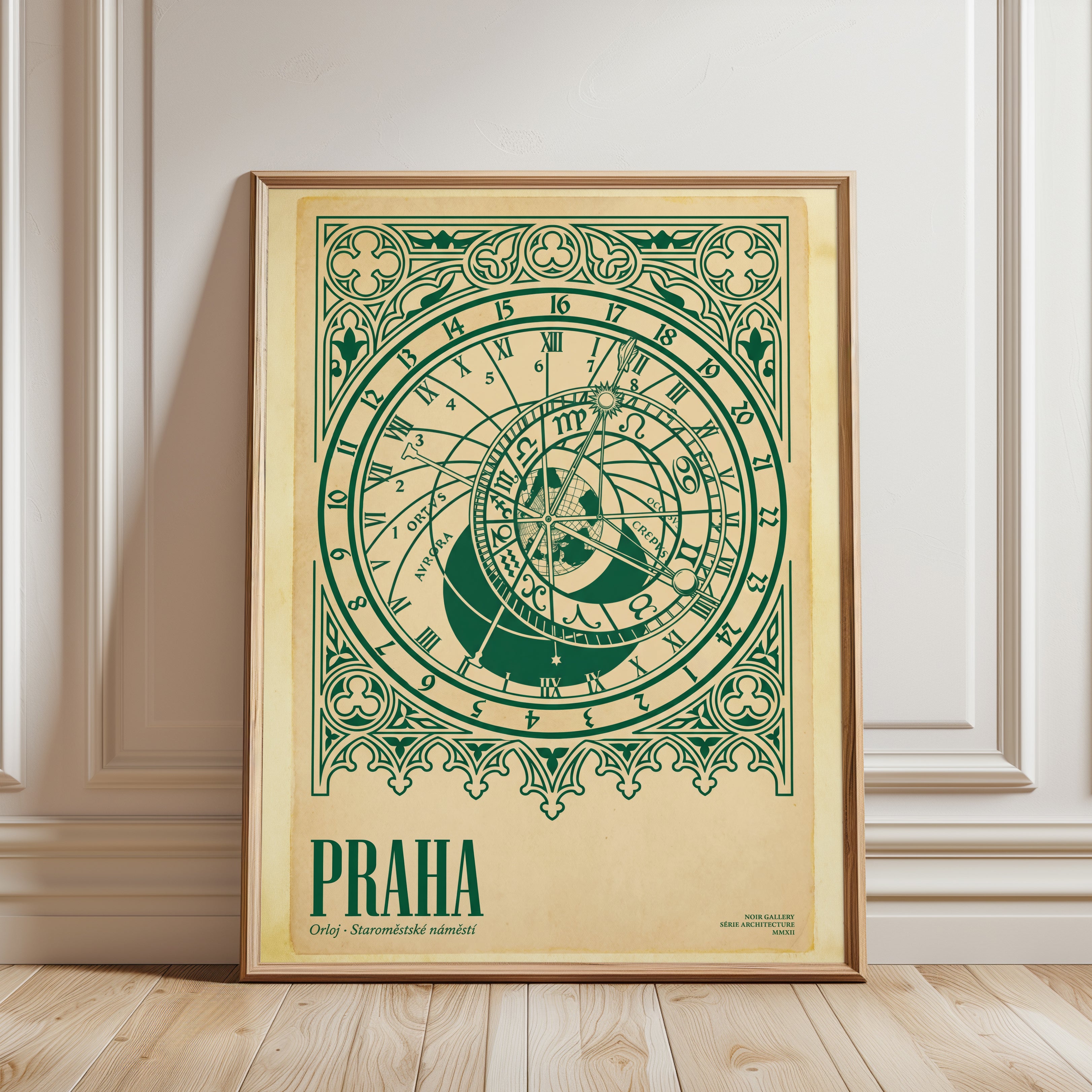 Prague Astronomical Clock Print - framed detail