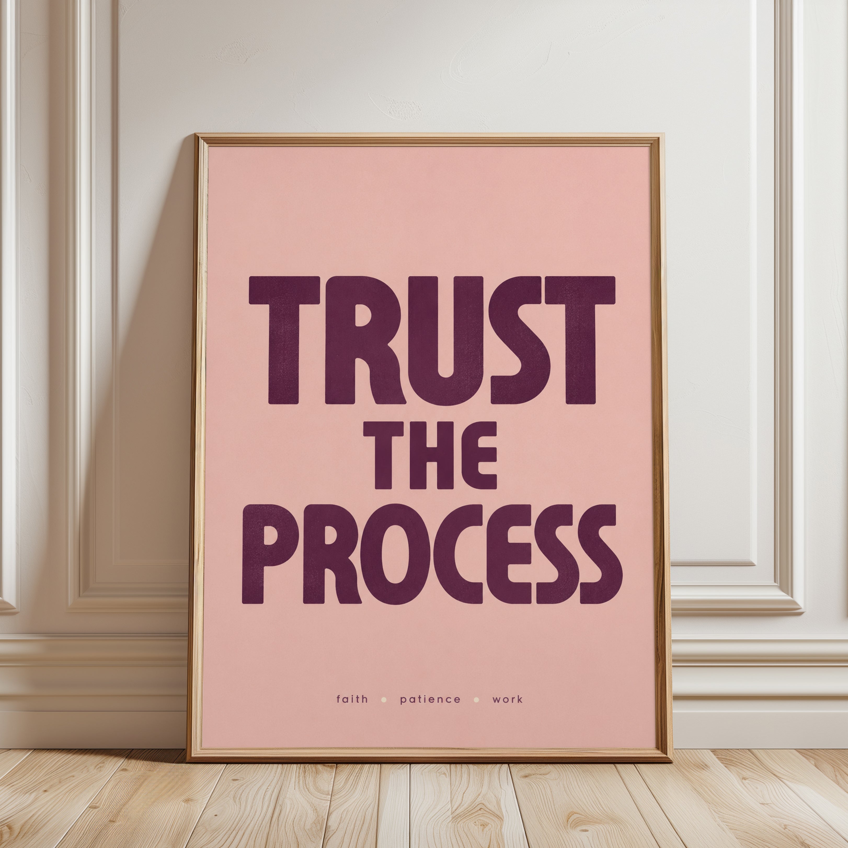 Motivational Wall Art Print: Trust The Process - framed detail