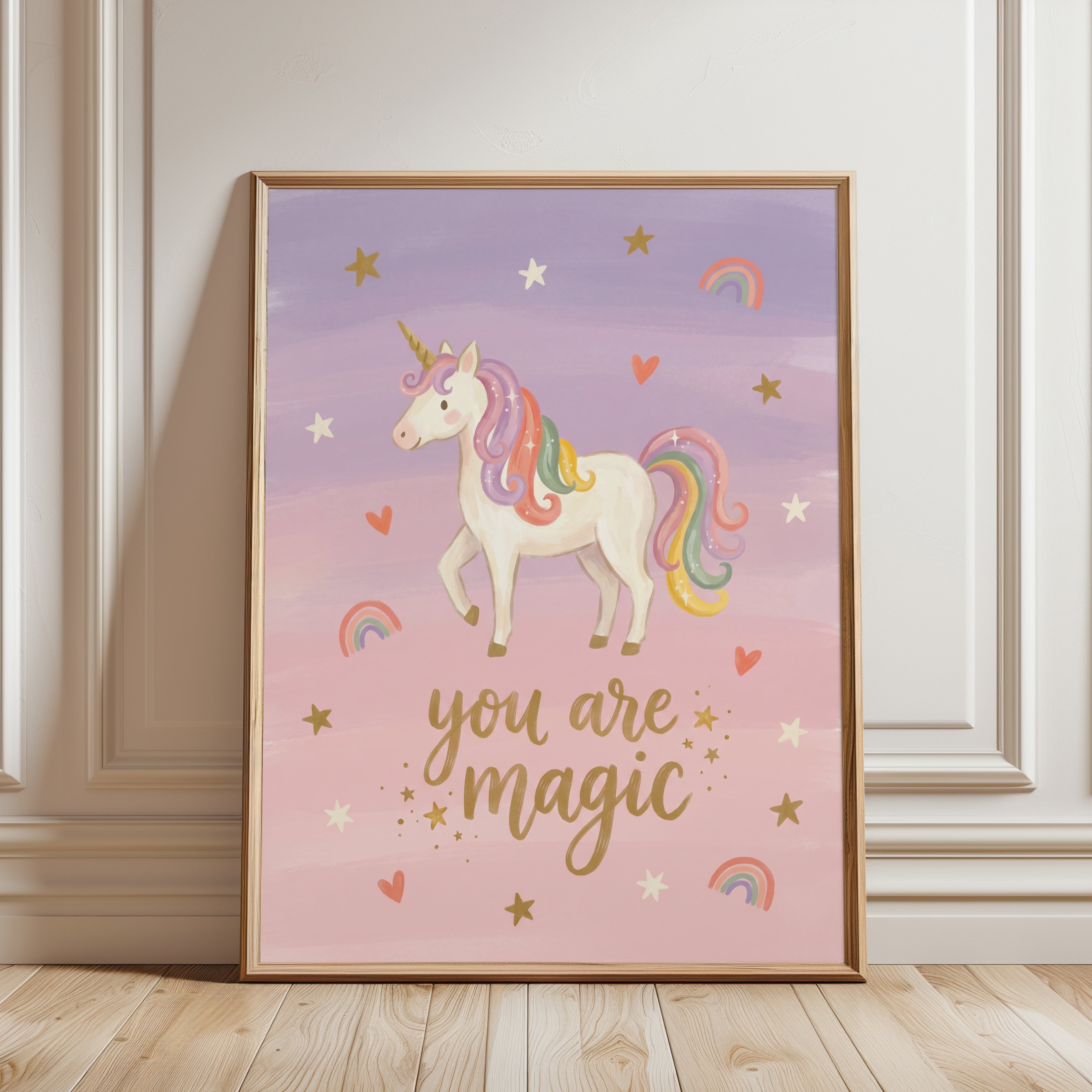 Whimsical Unicorn Print - framed detail