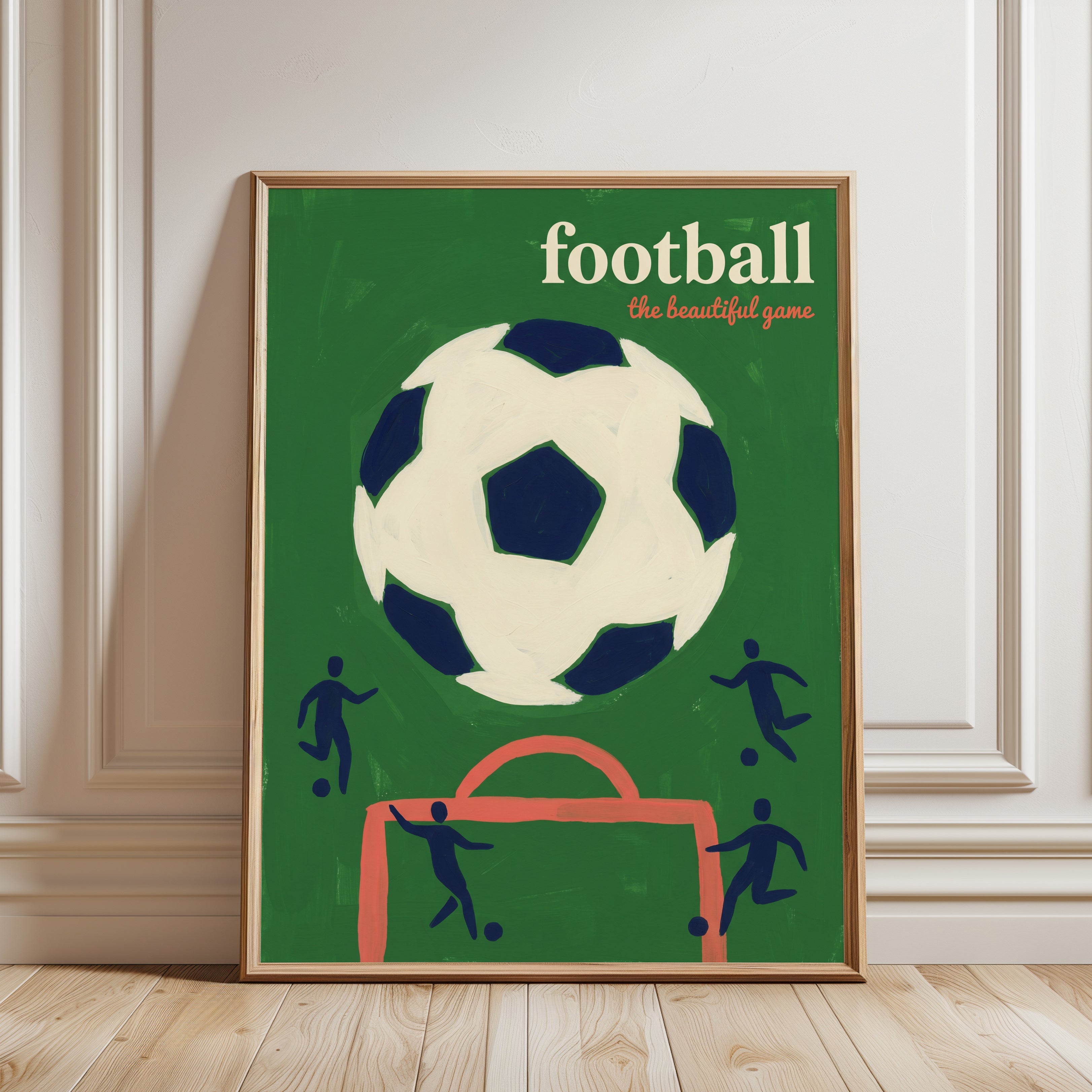 Retro Soccer Poster Print - framed detail