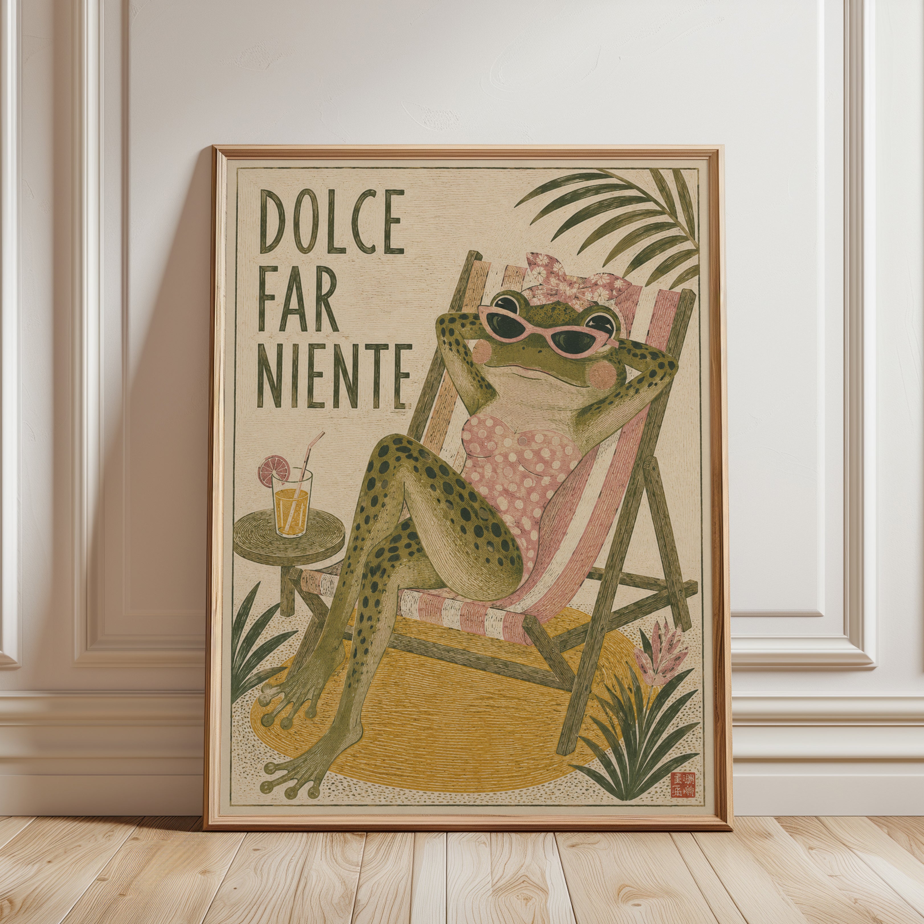 Frog Lounge Chair Print - framed detail