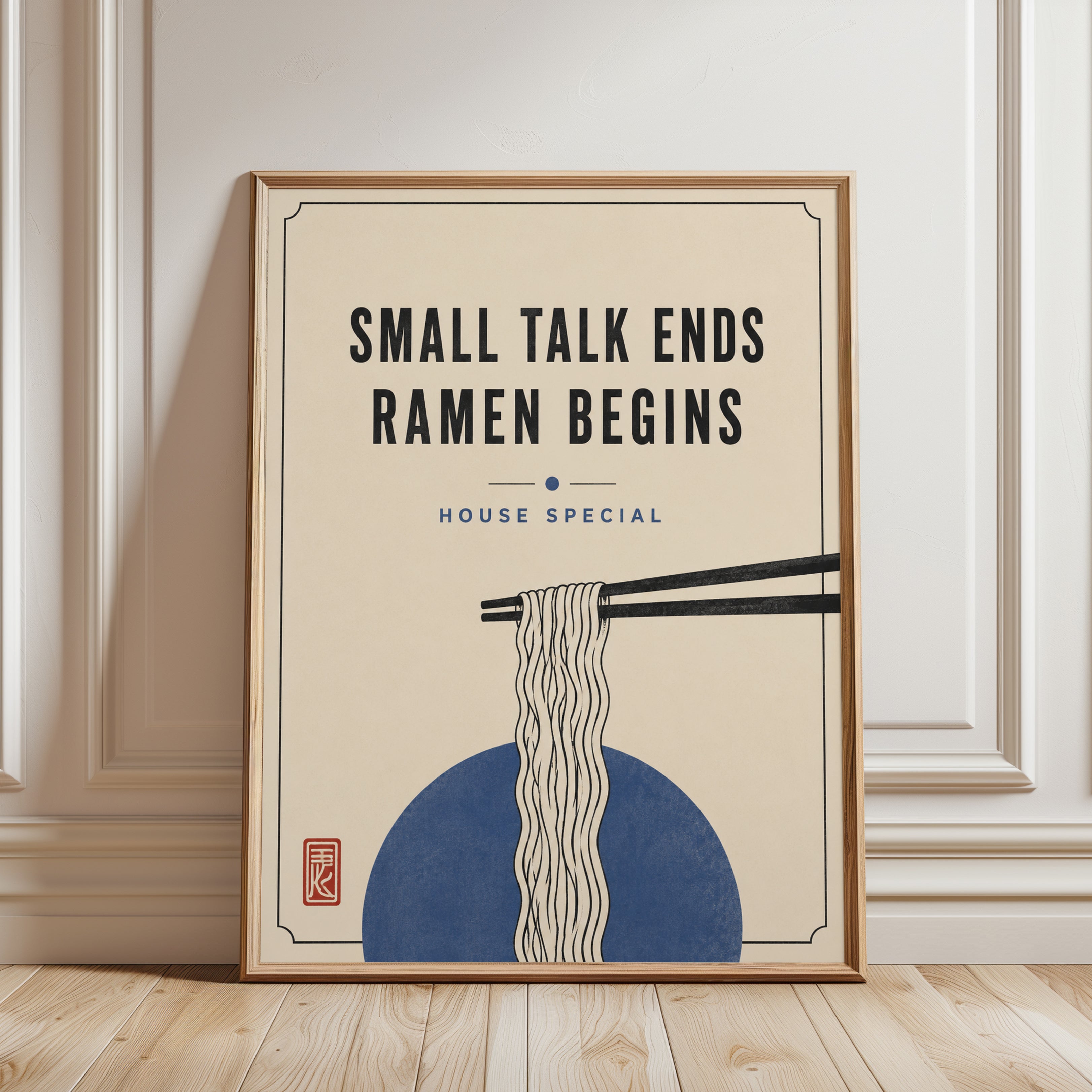 Ramen Wall Art – Funny Kitchen Print - framed detail