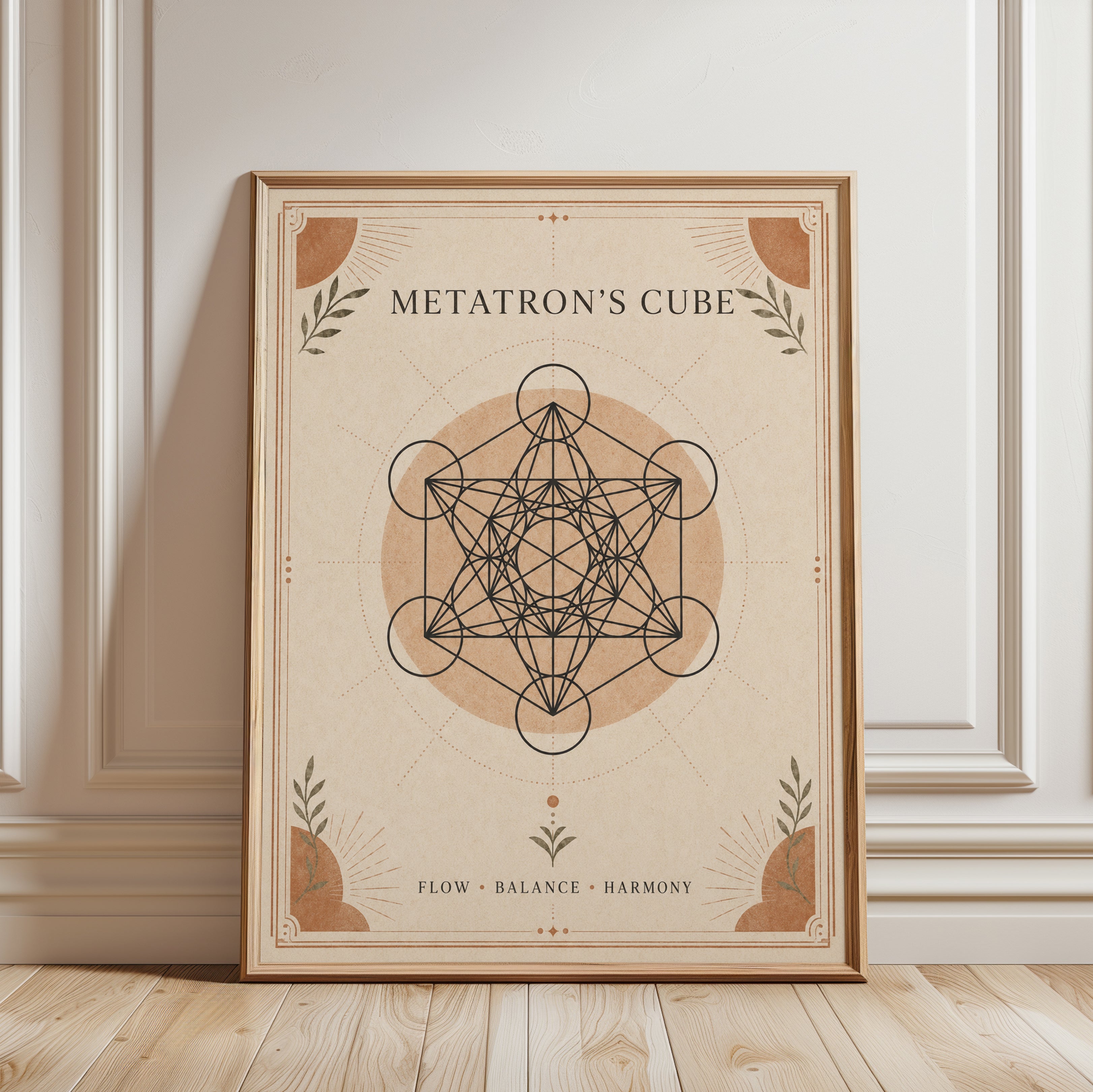 Metatron's Cube Sacred Geometry Print - framed detail