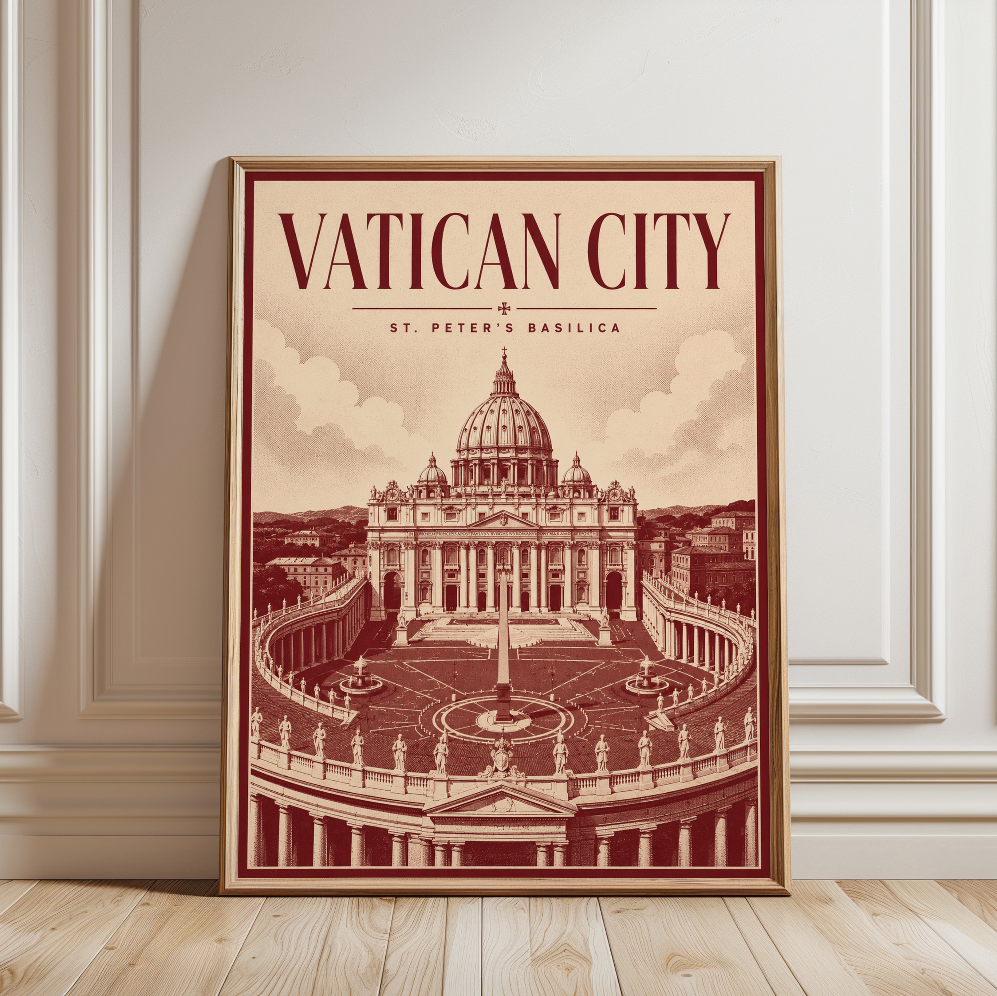 Vatican City Poster – Rome Travel Print - framed detail