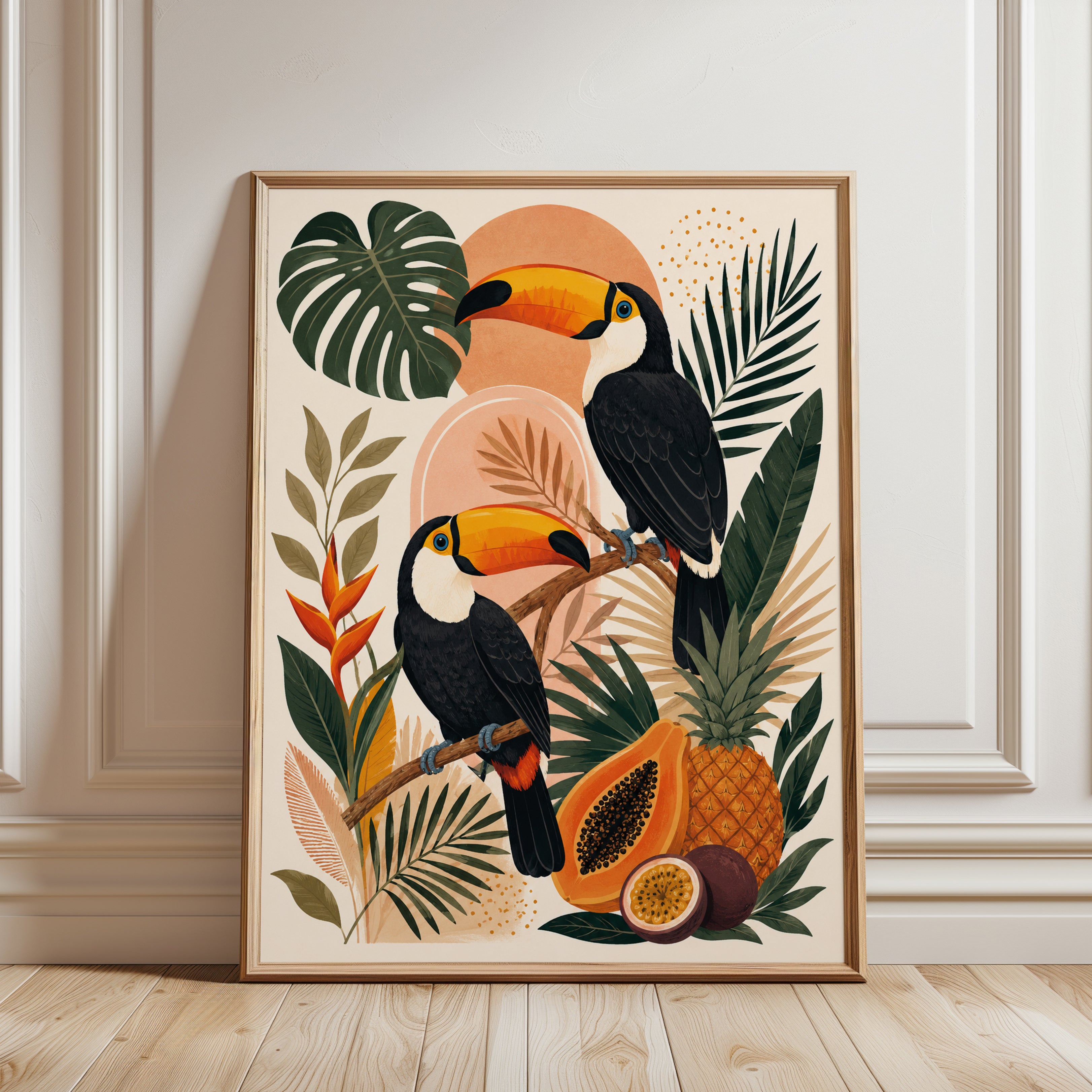 Tropical Bird Wall Art – Toucan Print - framed detail