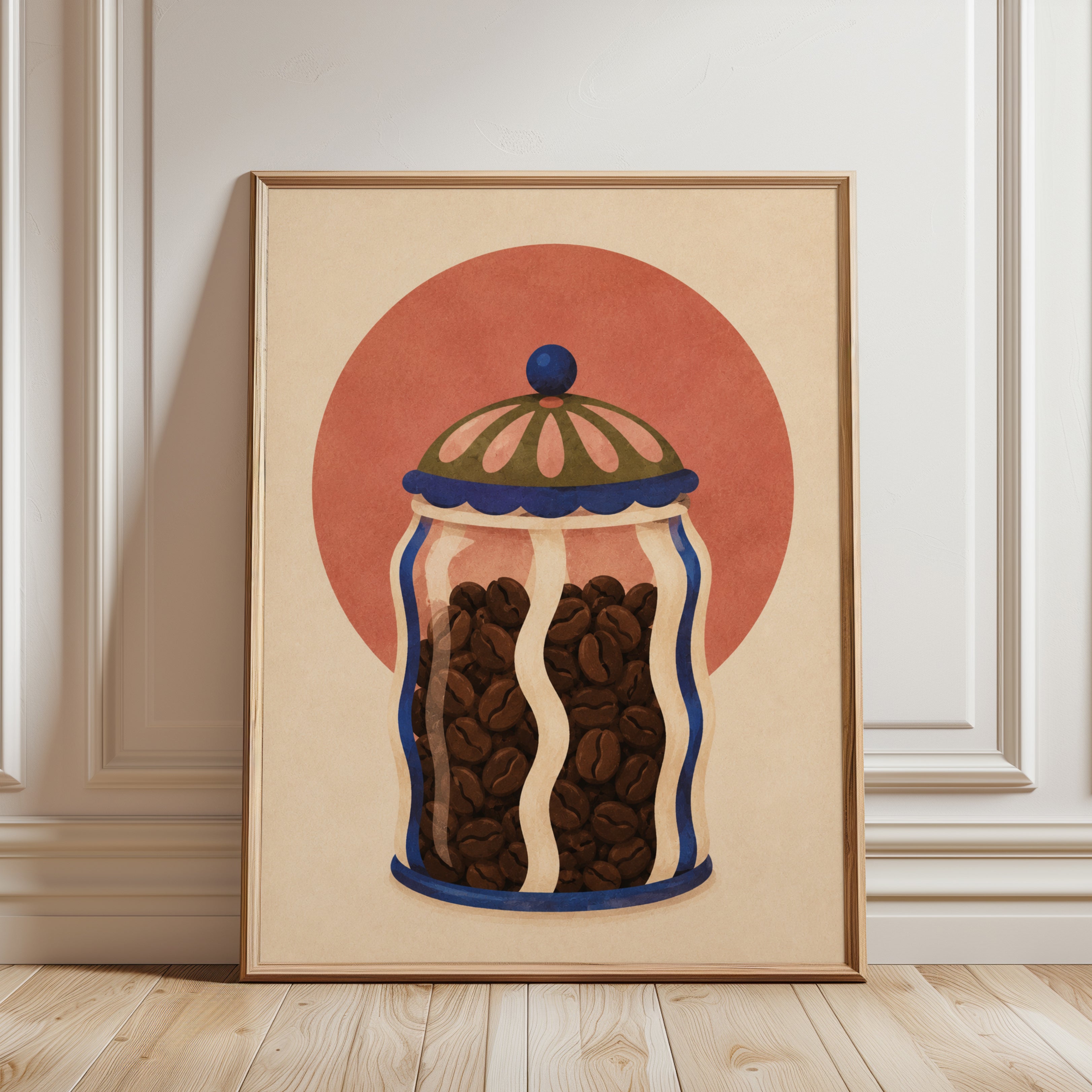 Retro Coffee Jar Print - framed detail